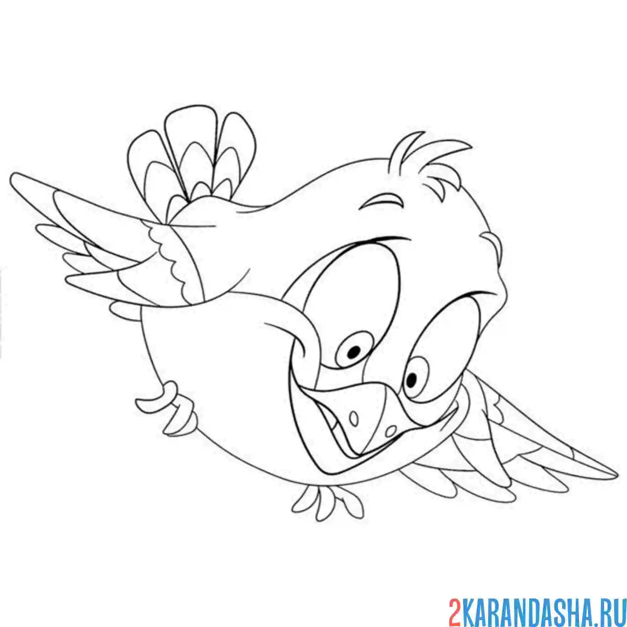 Раскраска мультяшный воробей