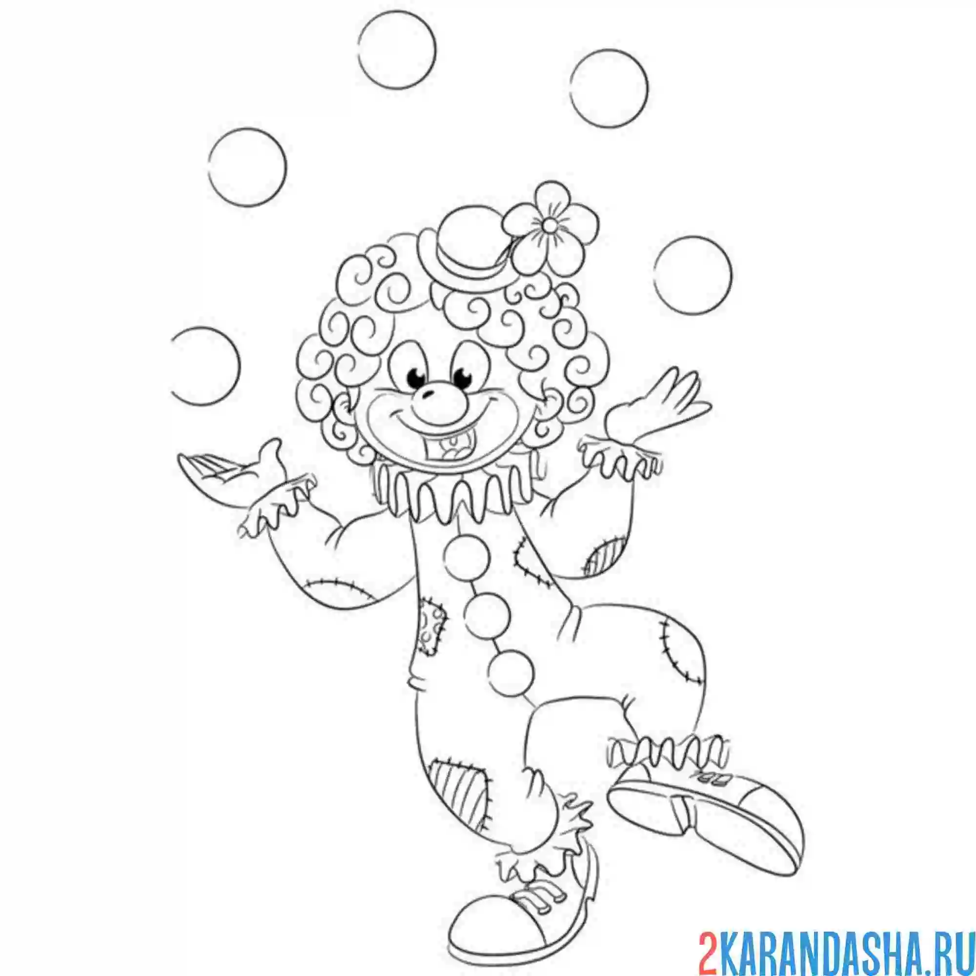 Раскраска клоун жонглирует