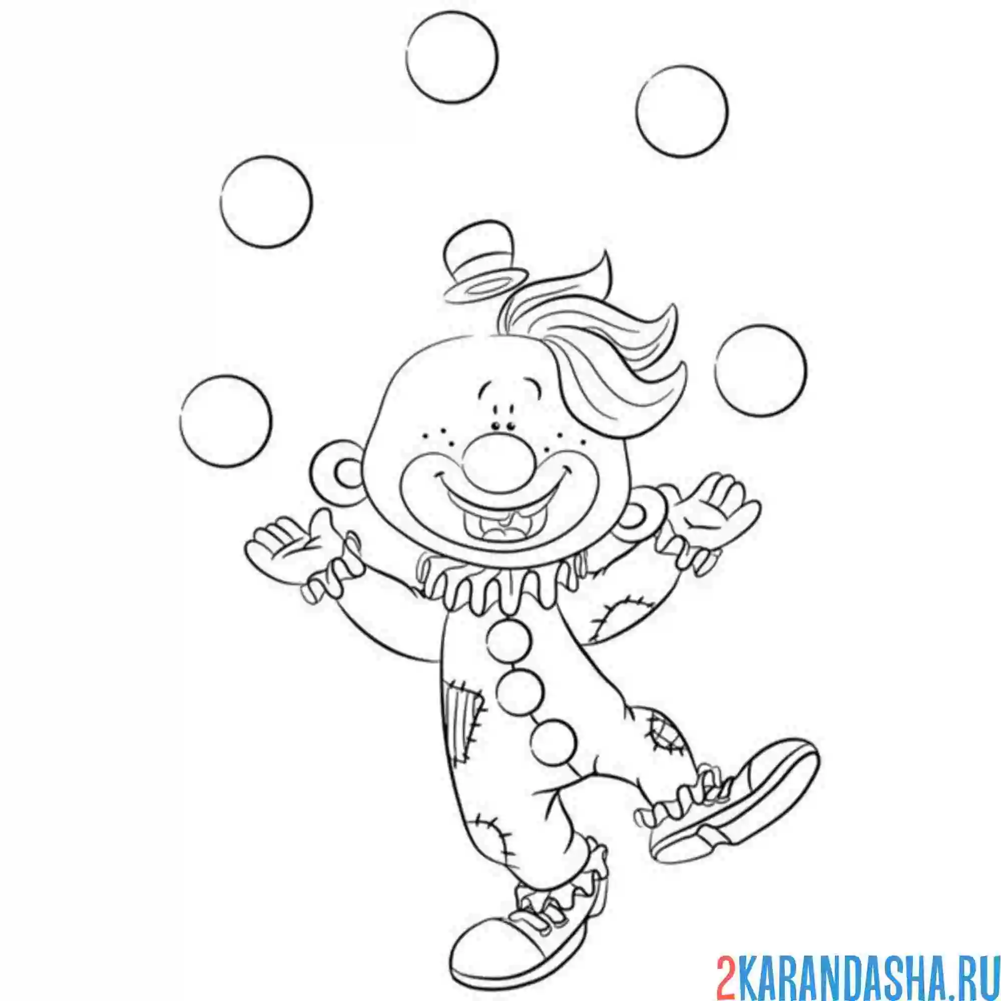 Раскраска клоун жонглер