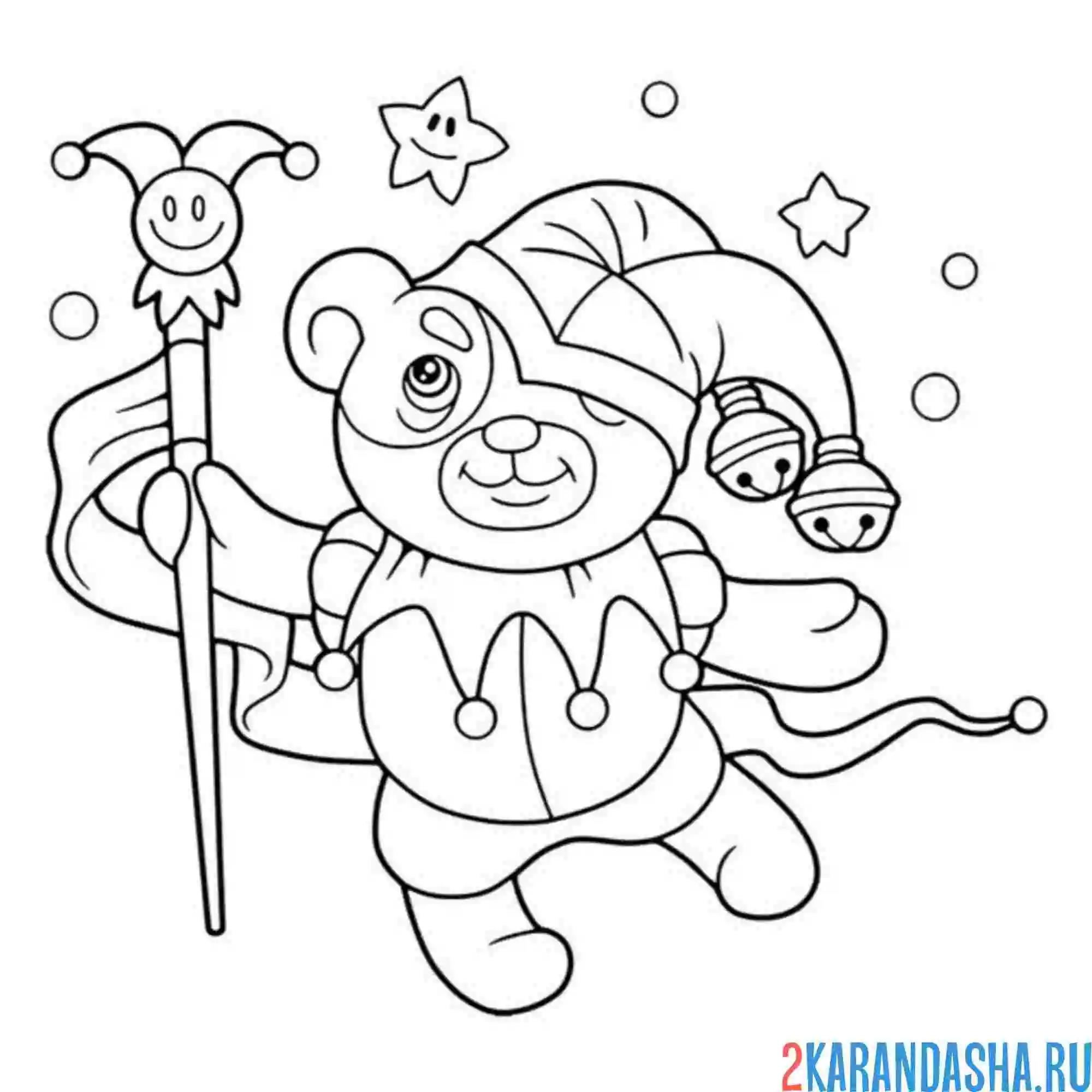 Раскраска мишка-клоун