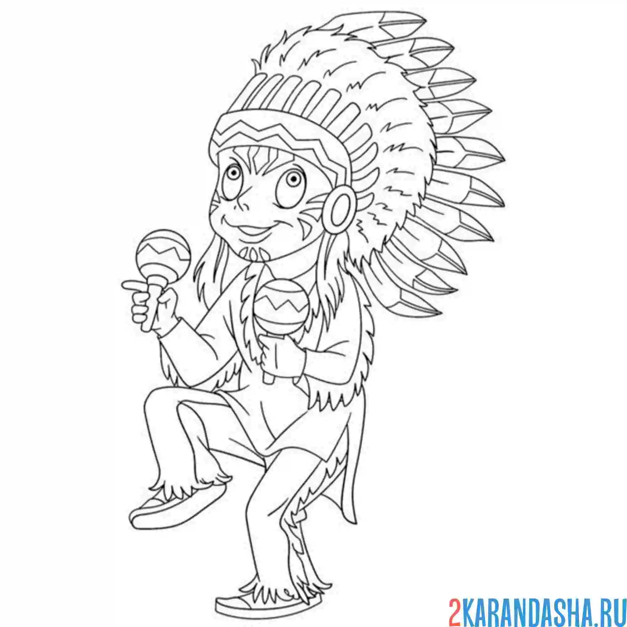 Раскраска индеец мальчик