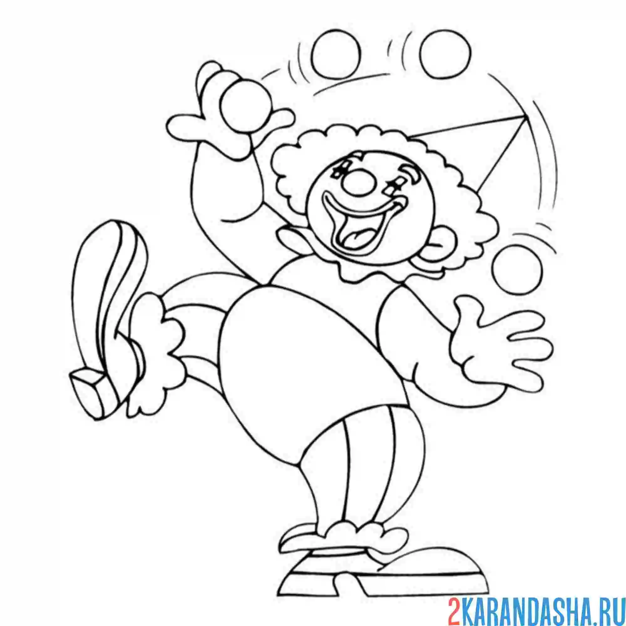 Раскраска выступление клоуна