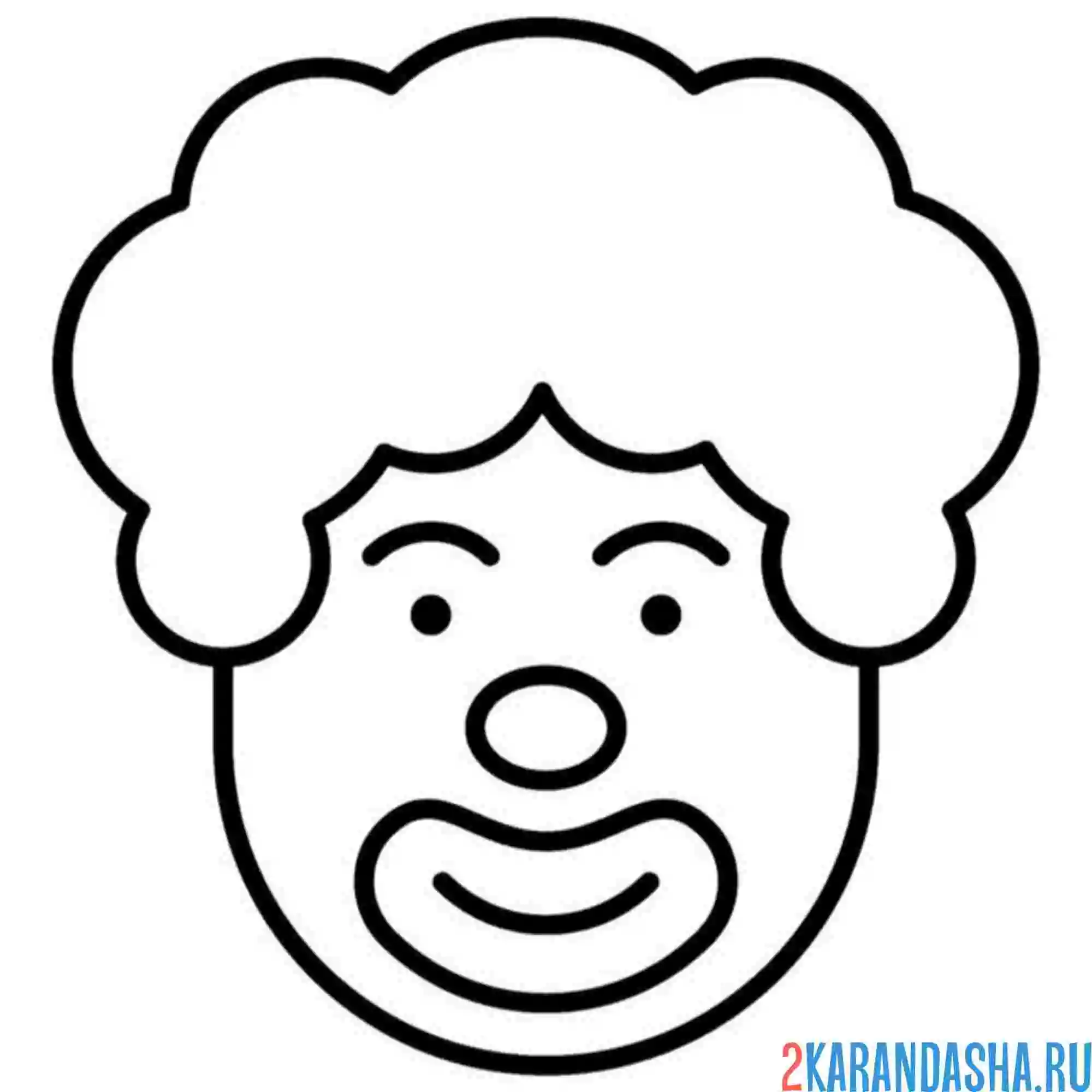 Раскраска голова и лицо клоуна