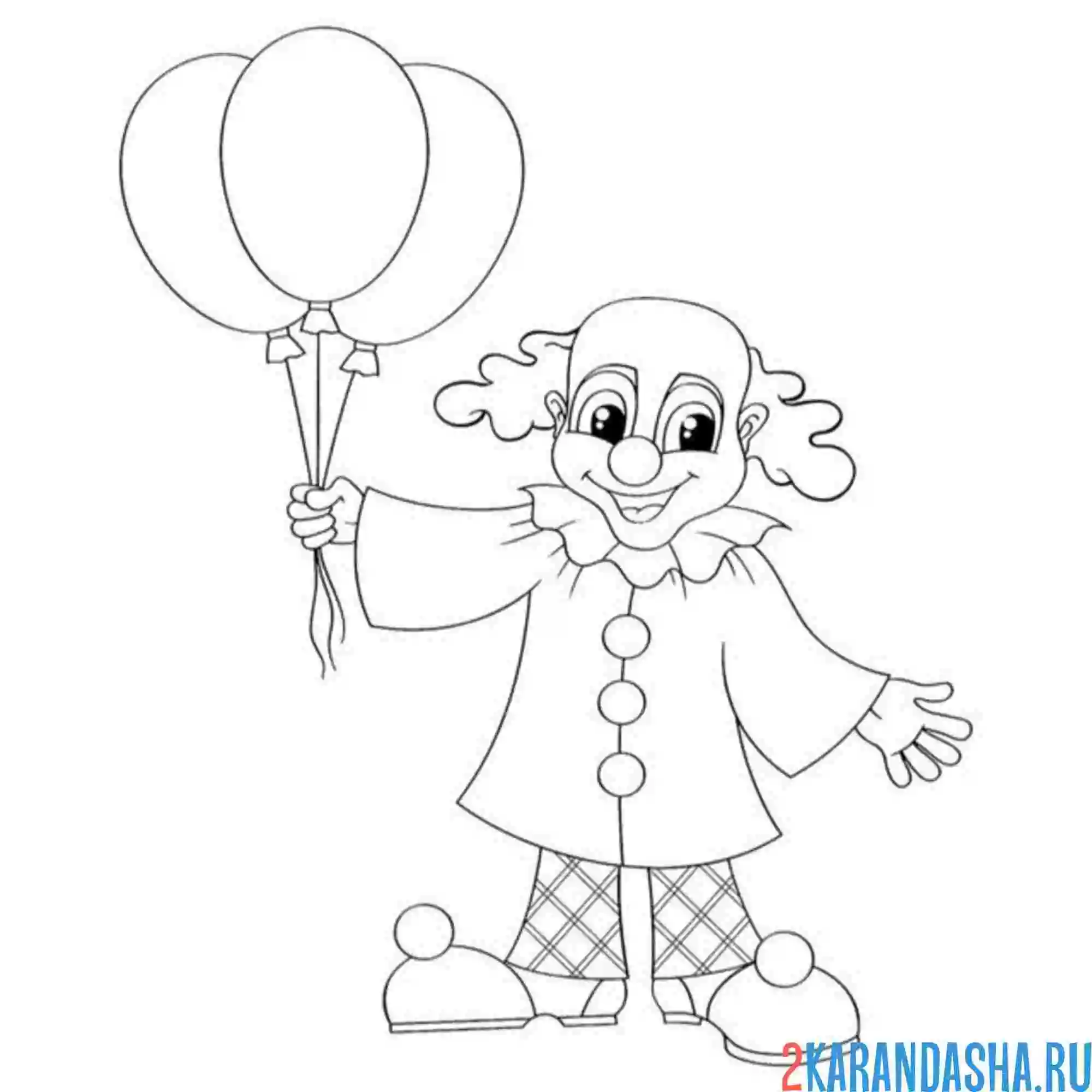 Раскраска клоун без волос