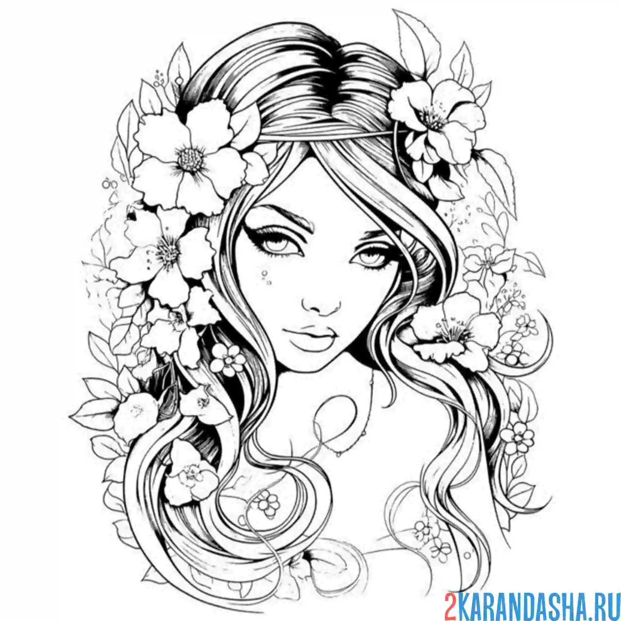 Раскраска необычная девушка