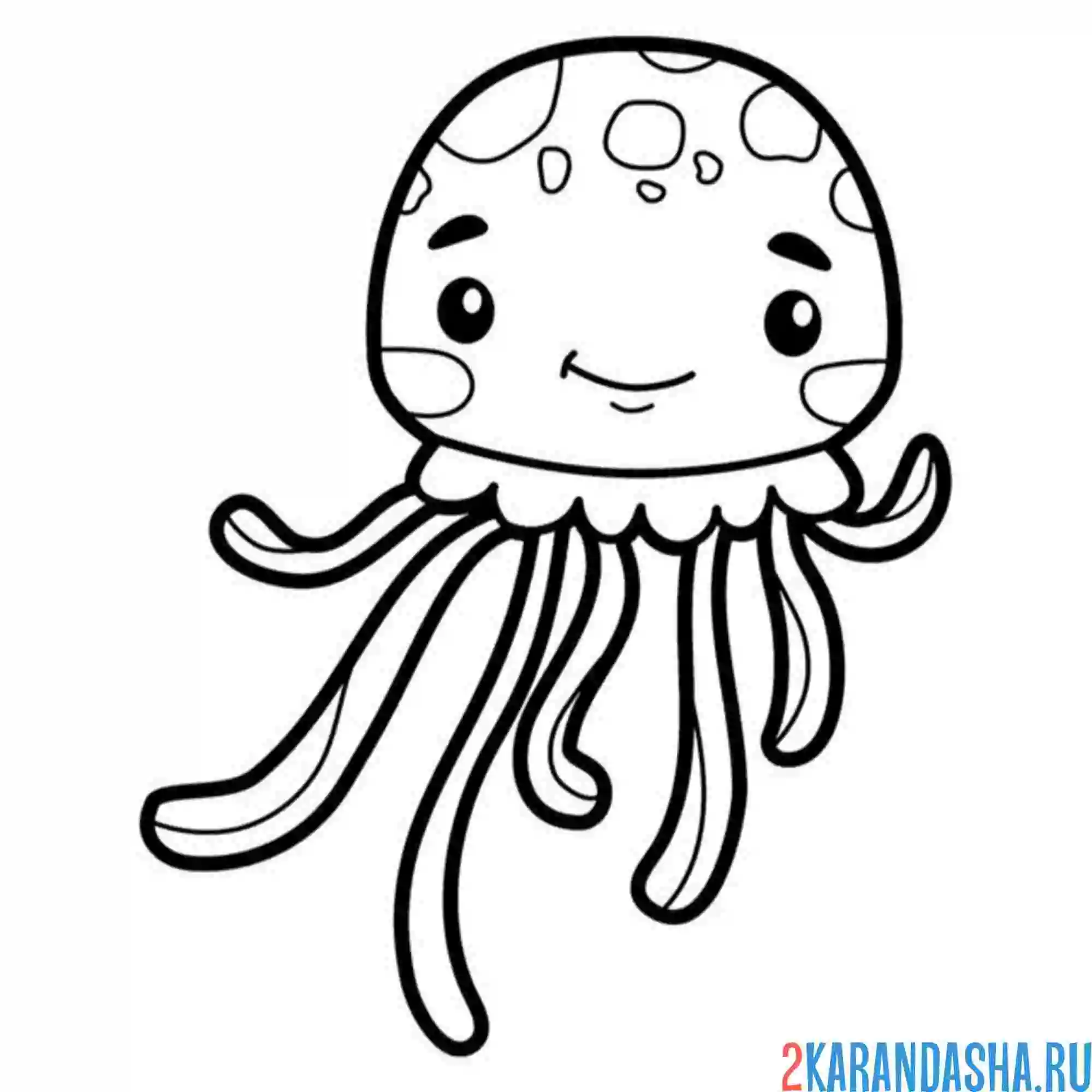 Раскраска каваи медуза