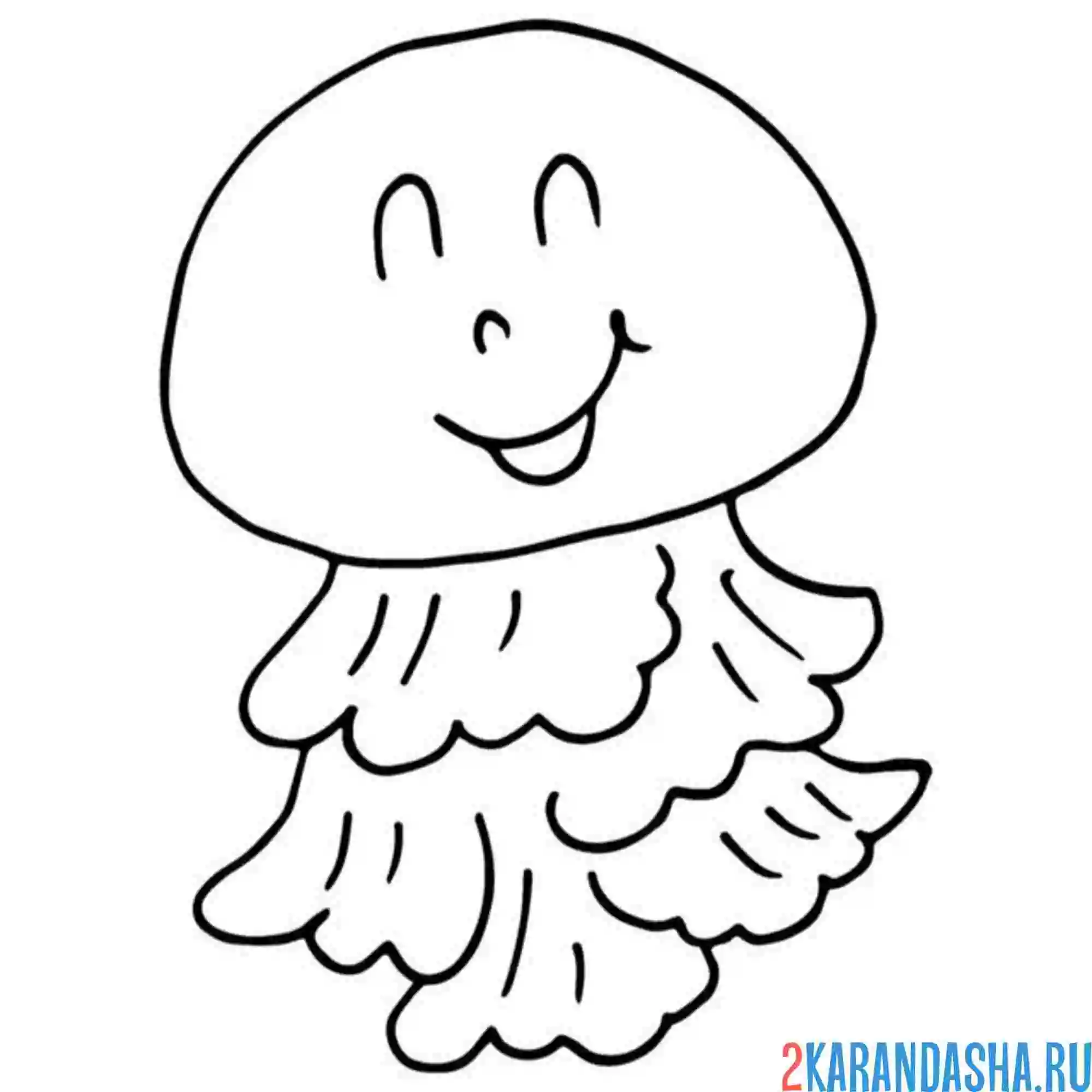 Раскраска смешная медуза