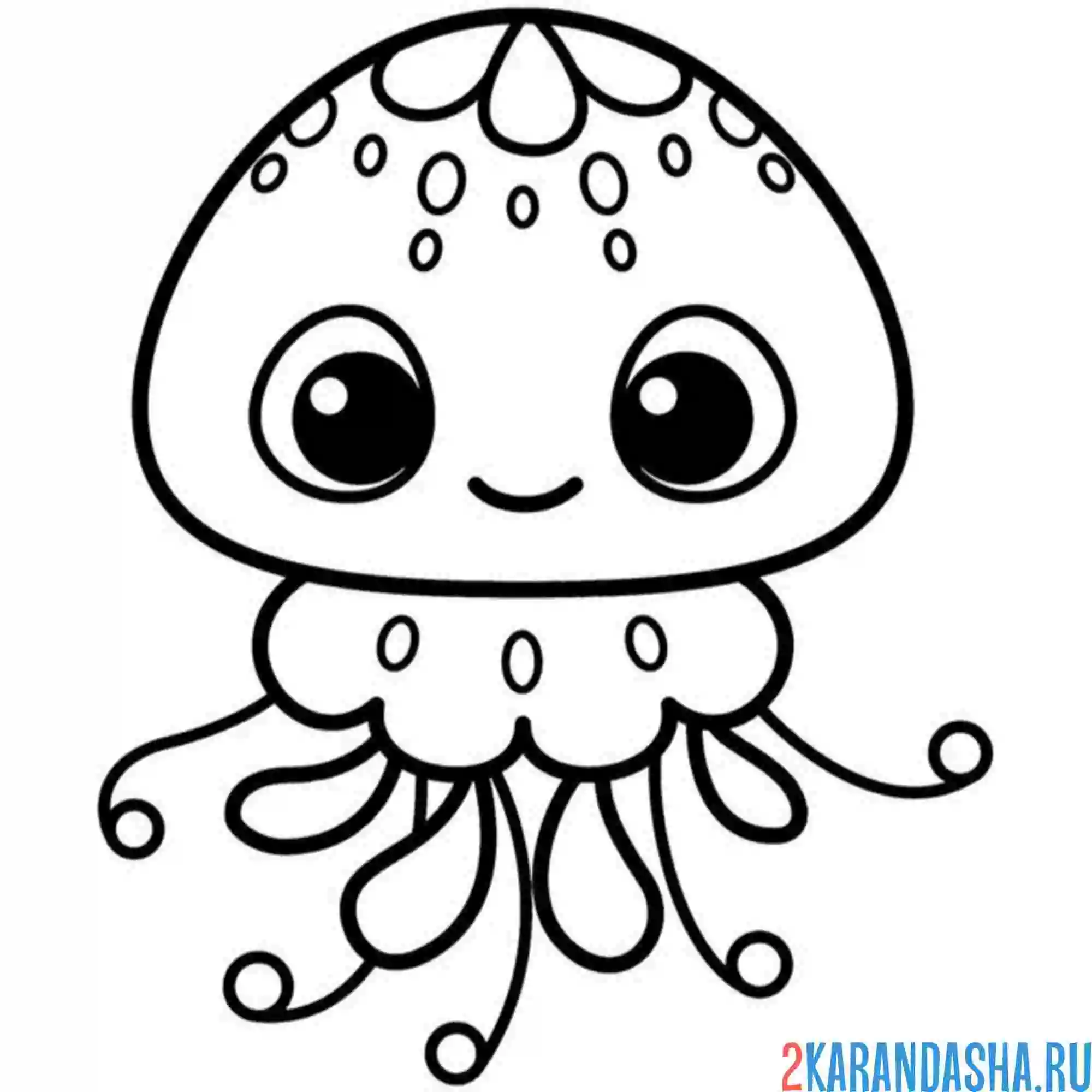 Раскраска каваи милая медуза