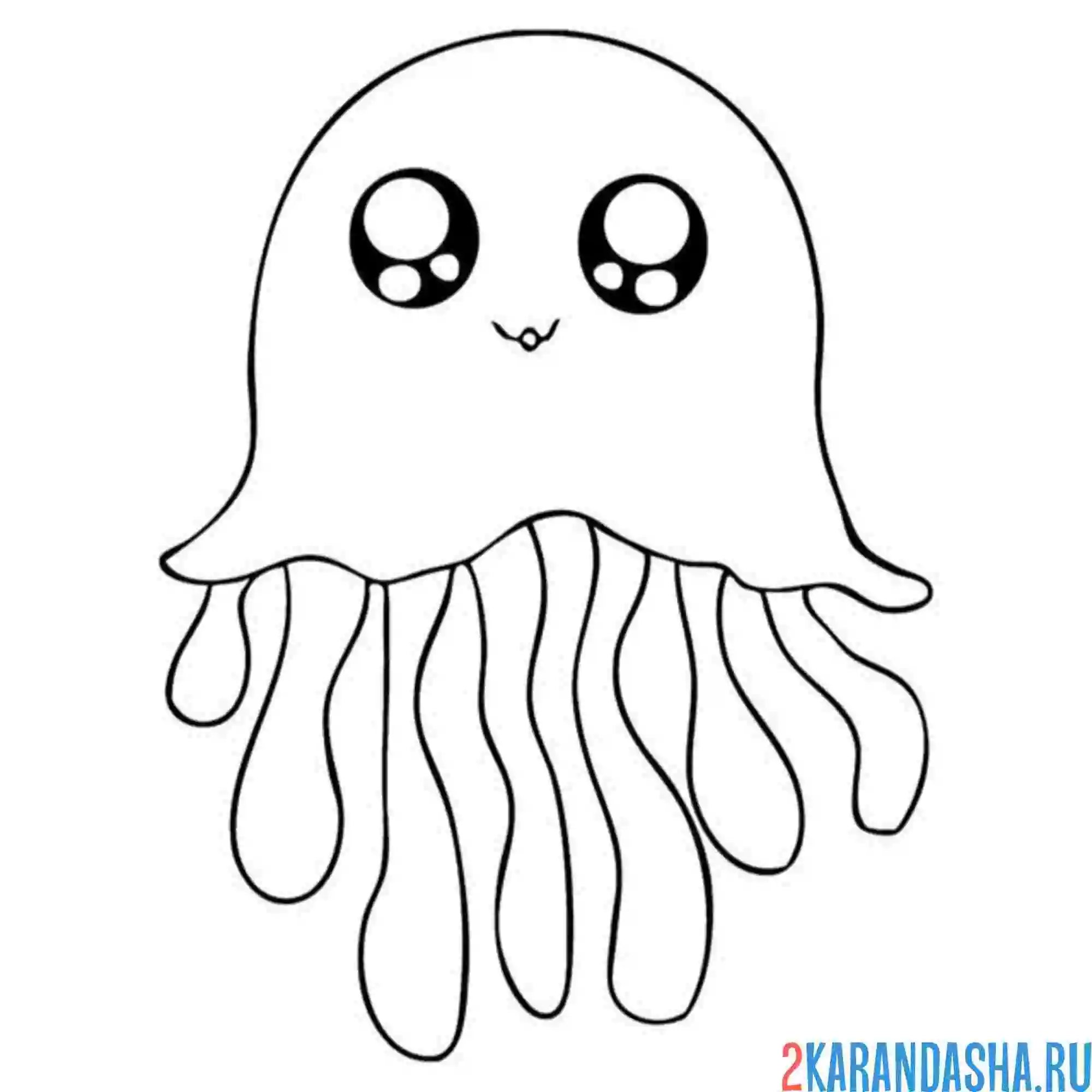 Раскраска большие каваи глаза у медузы