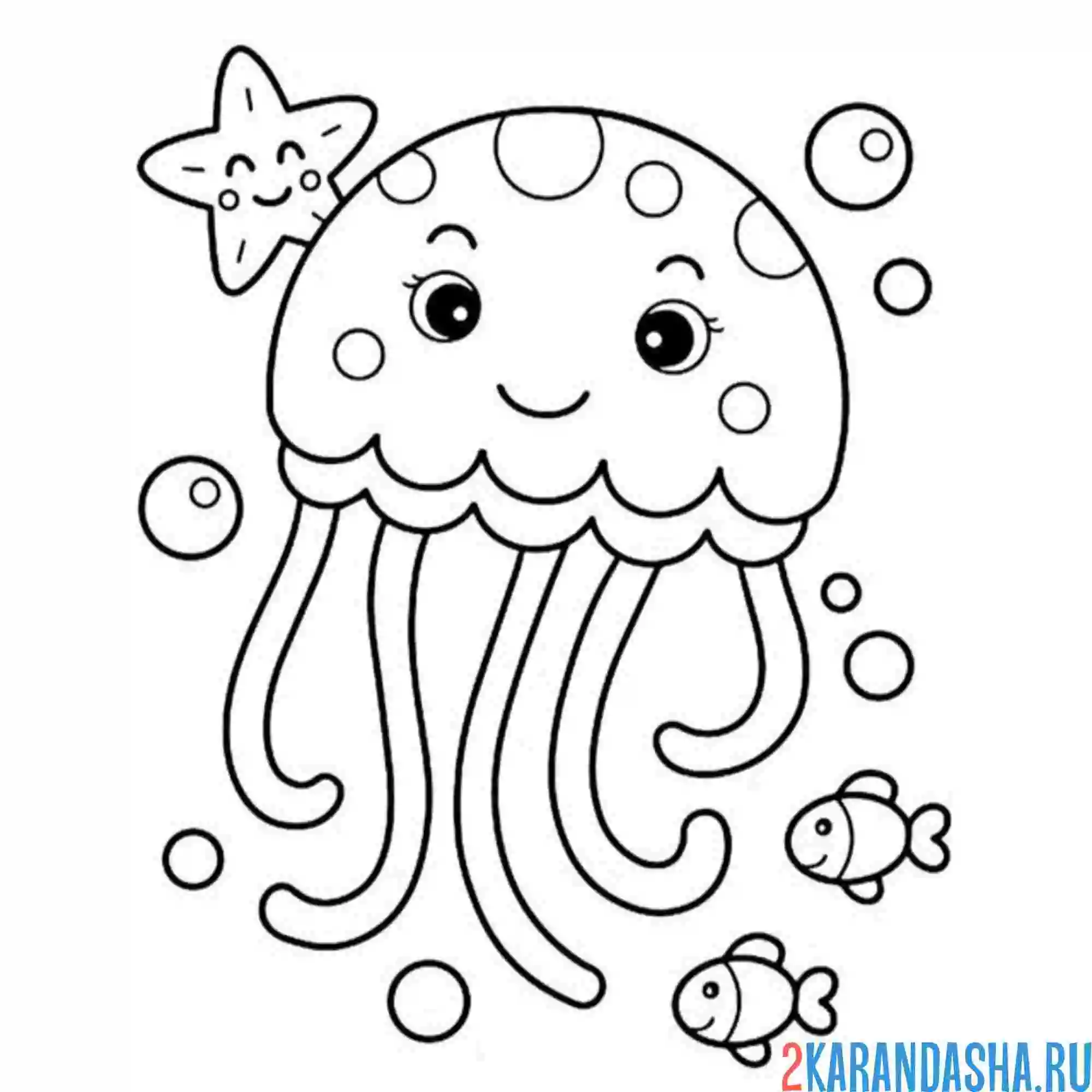 Раскраска милашный медуза каваи