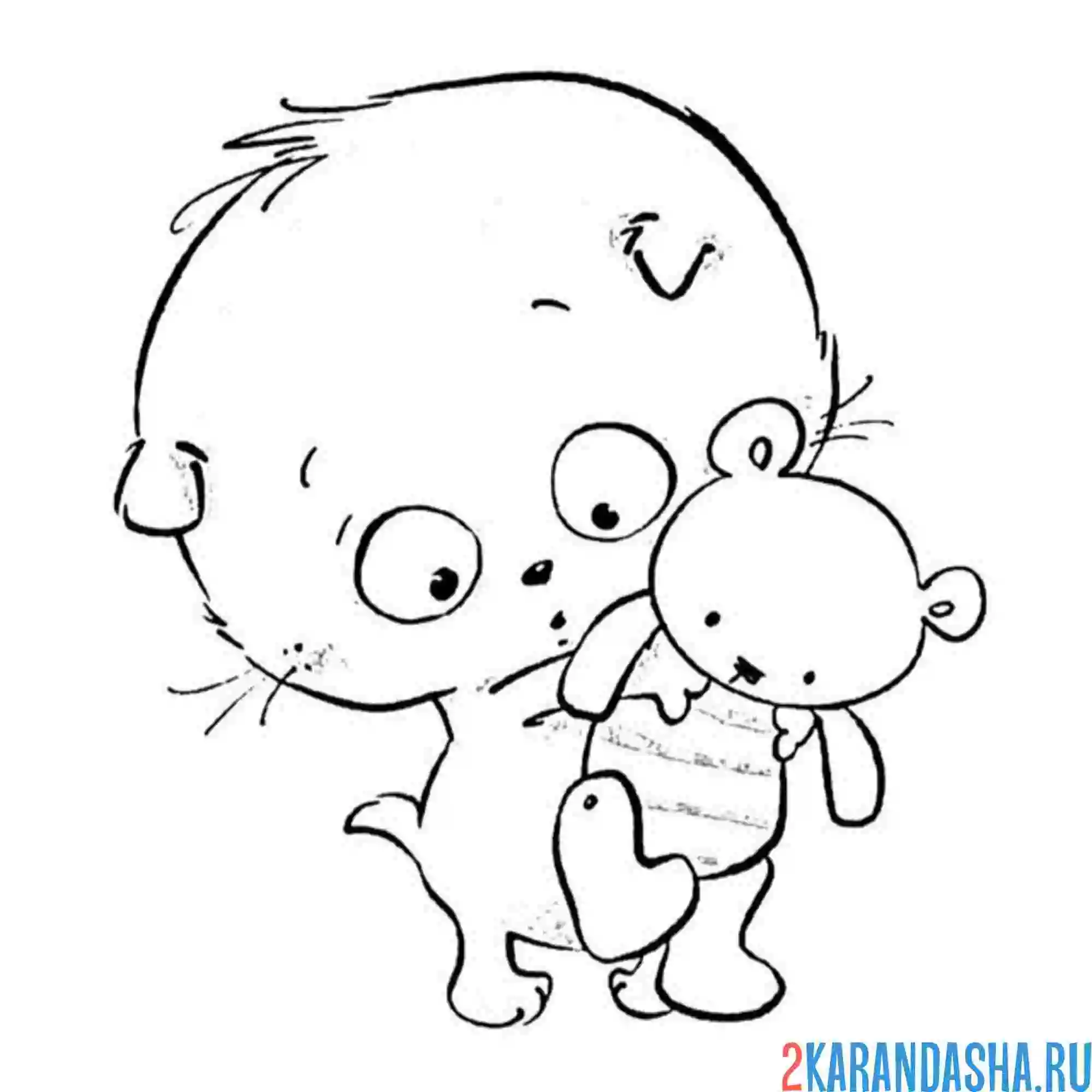 Раскраска басик с медвежонком