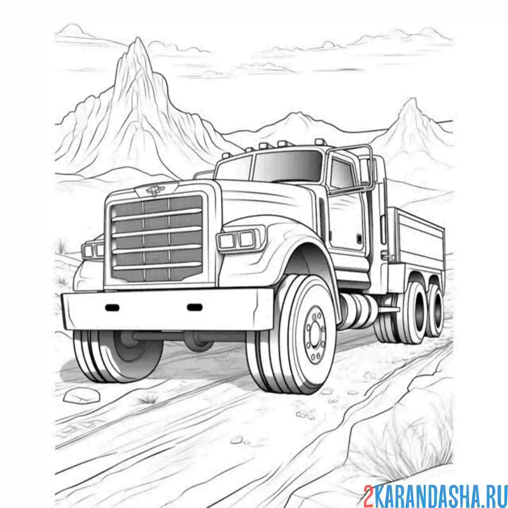Раскраска крутой тягач