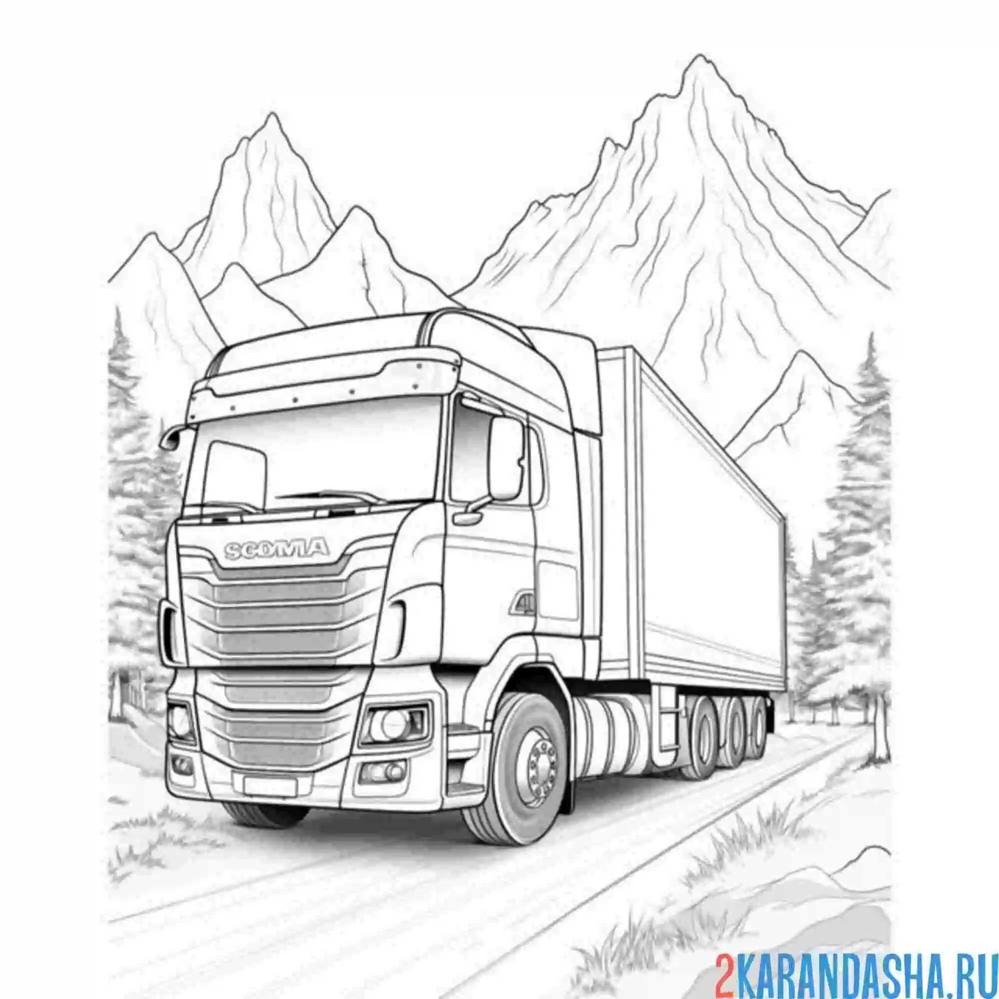 Раскраска иностранный грузовик