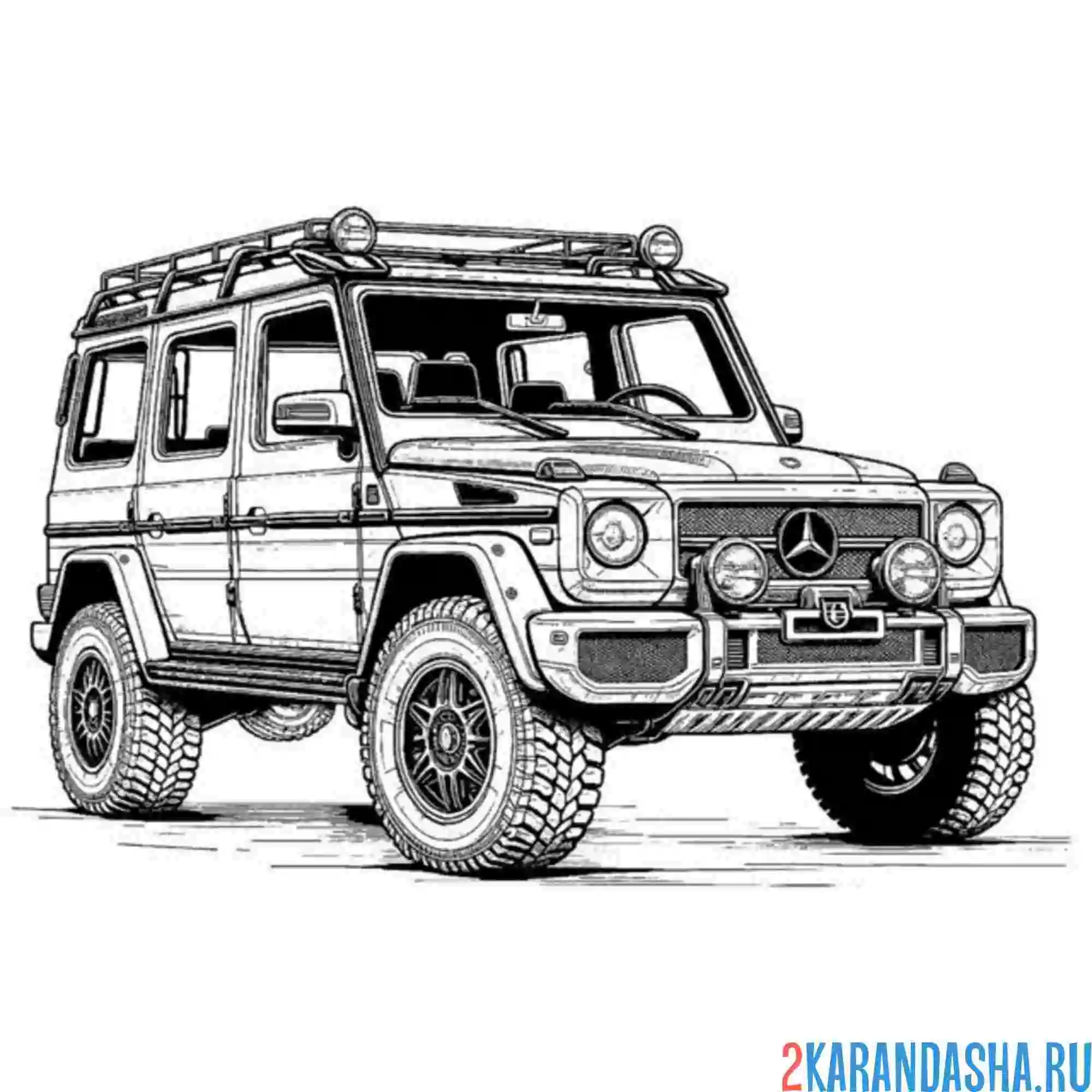 Раскраска внедорожник гелик для африки