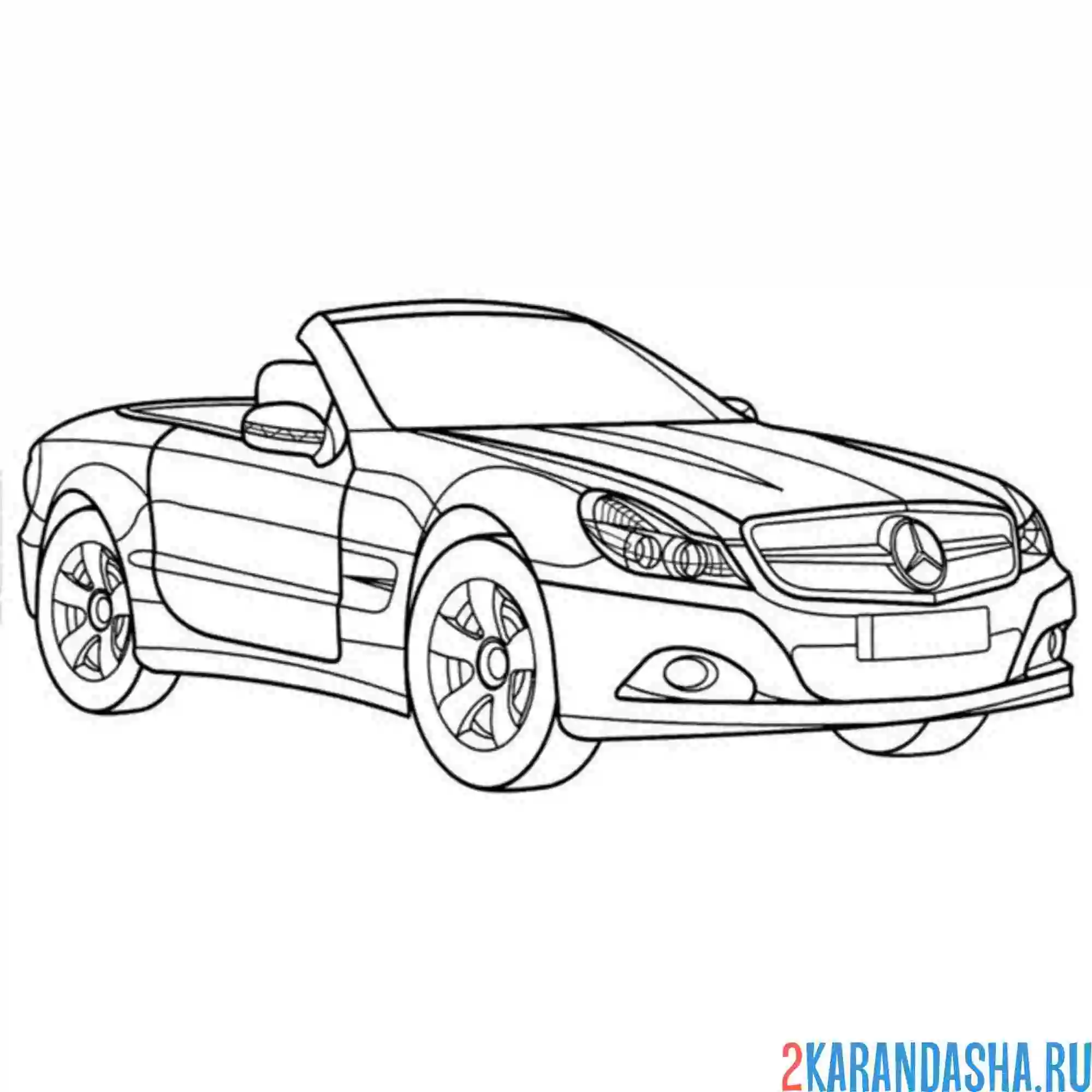 Раскраска мерседес кабриолет sl 500