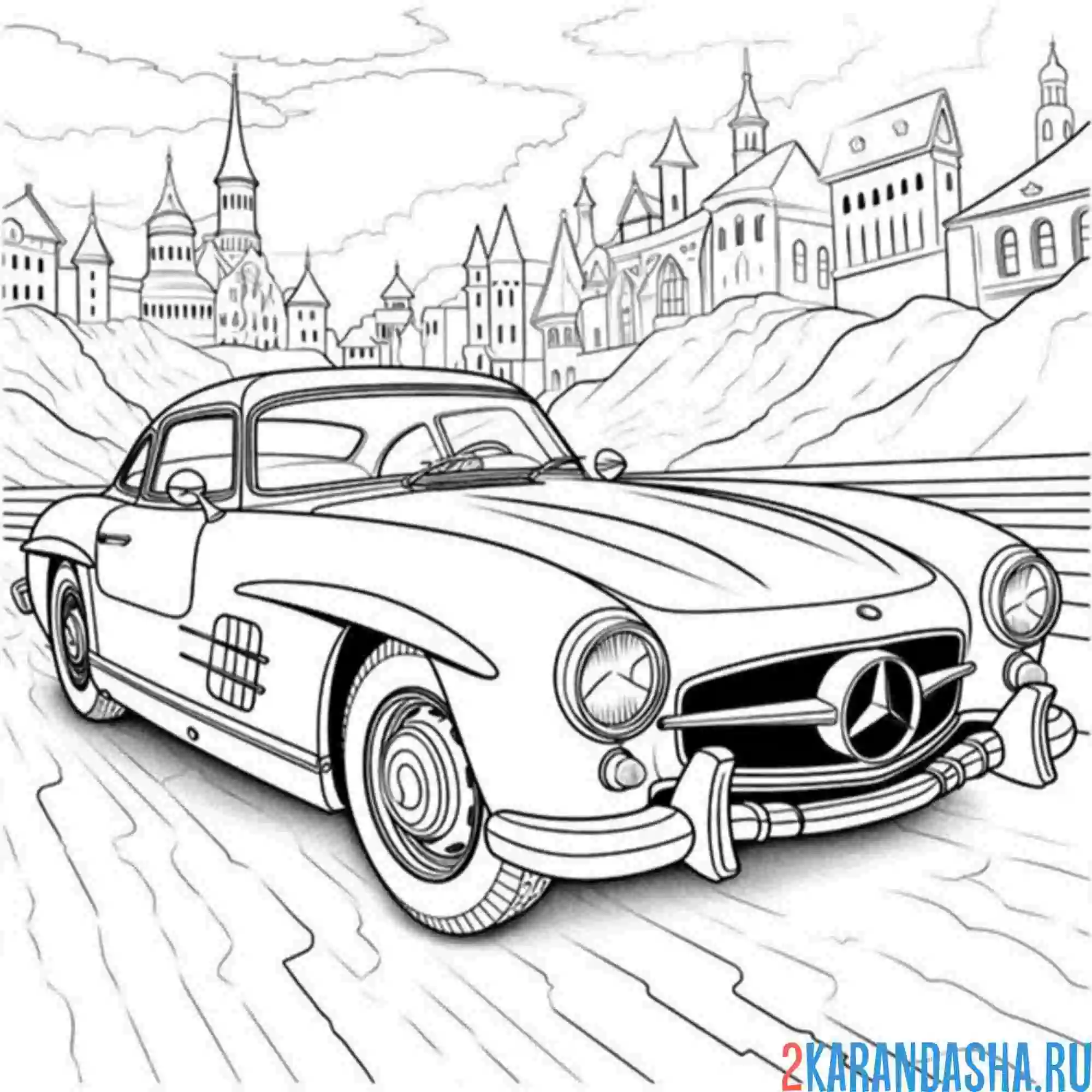 Раскраска мерседес ретро