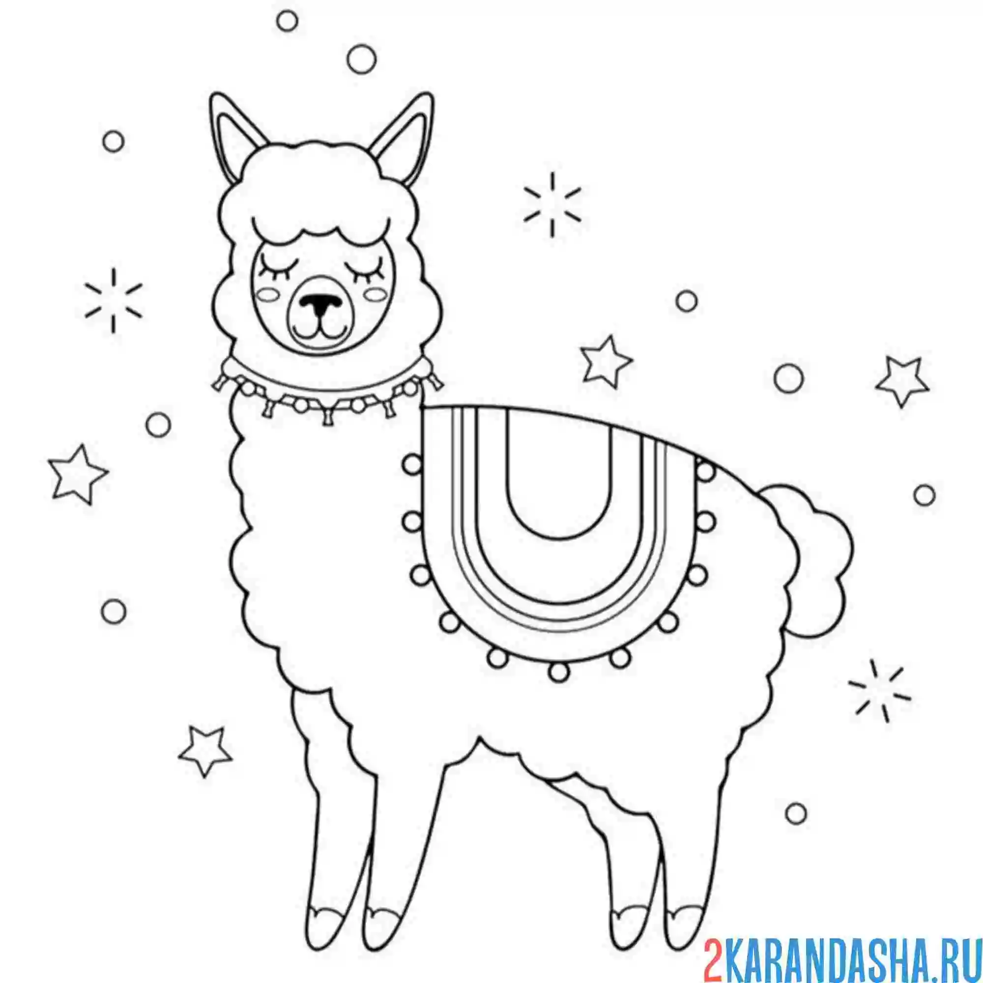 Раскраска супер-милая лама