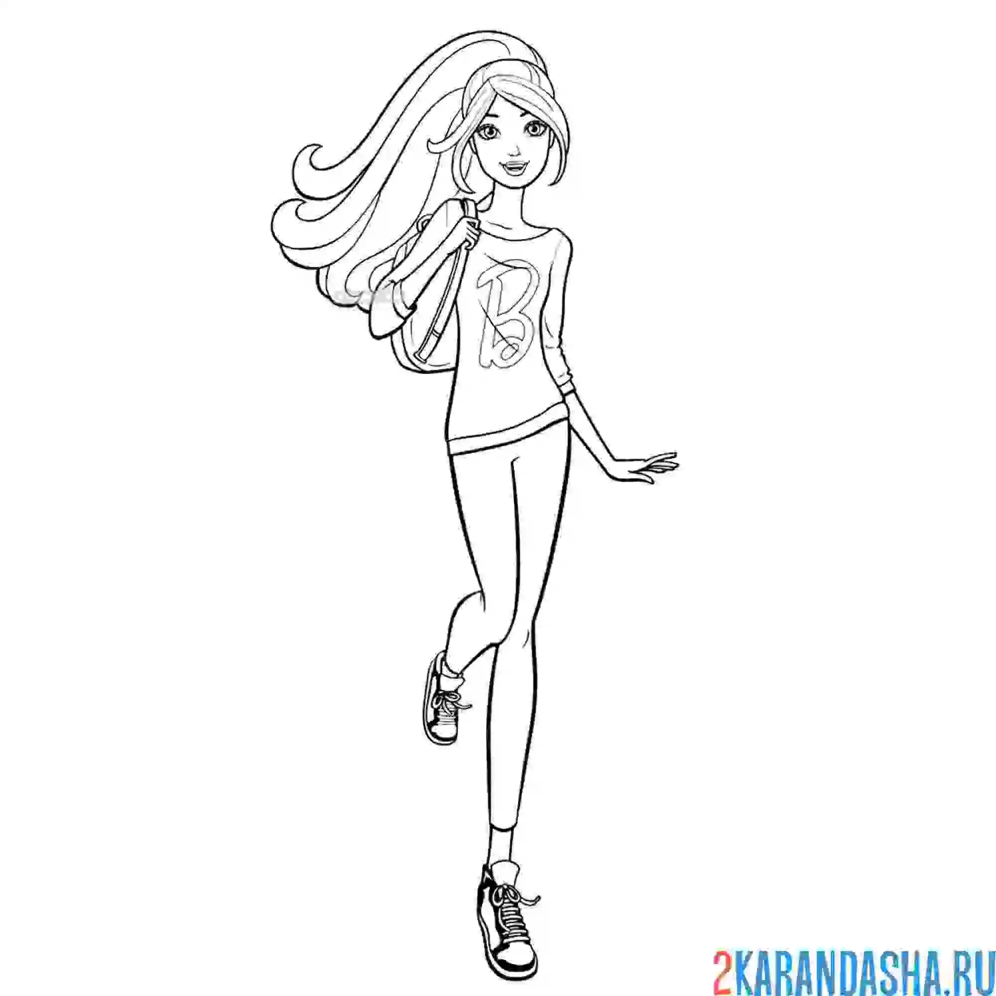 Раскраска барби кокетка с хвостиком