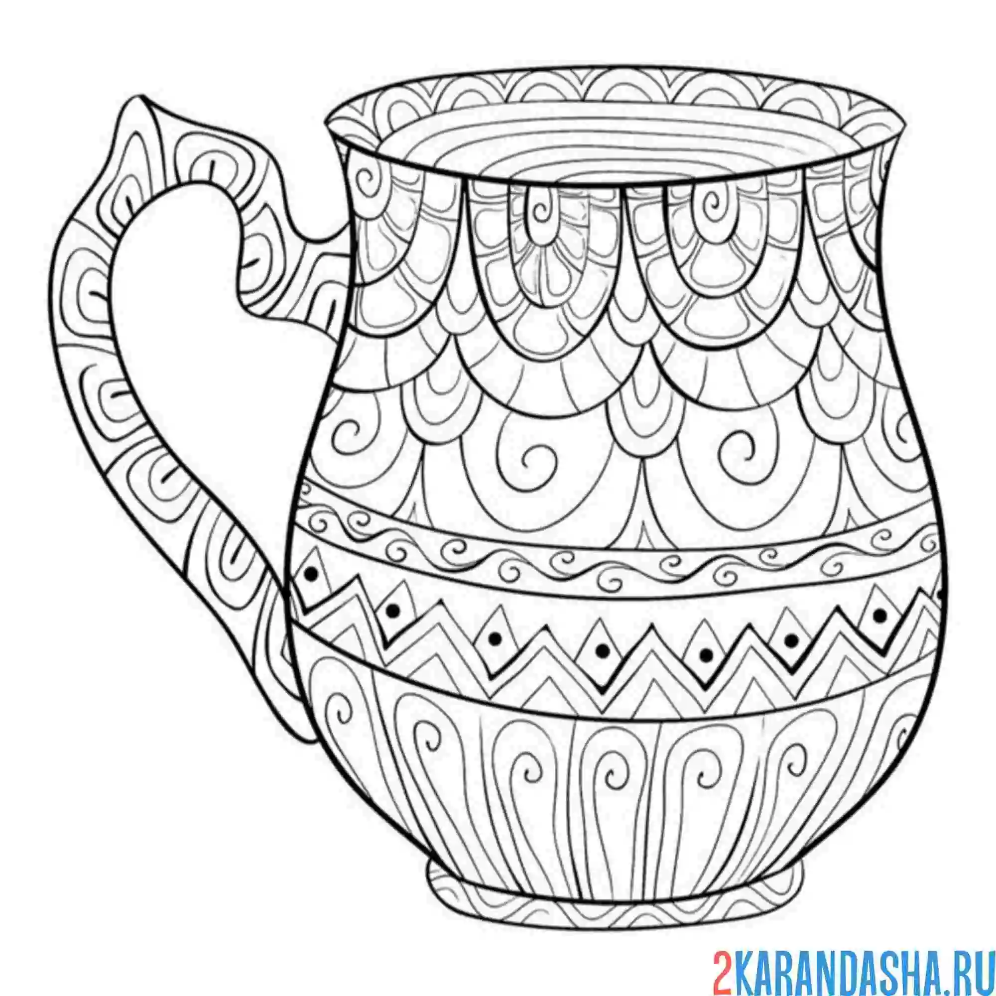 Раскраска чашка для молока посуда