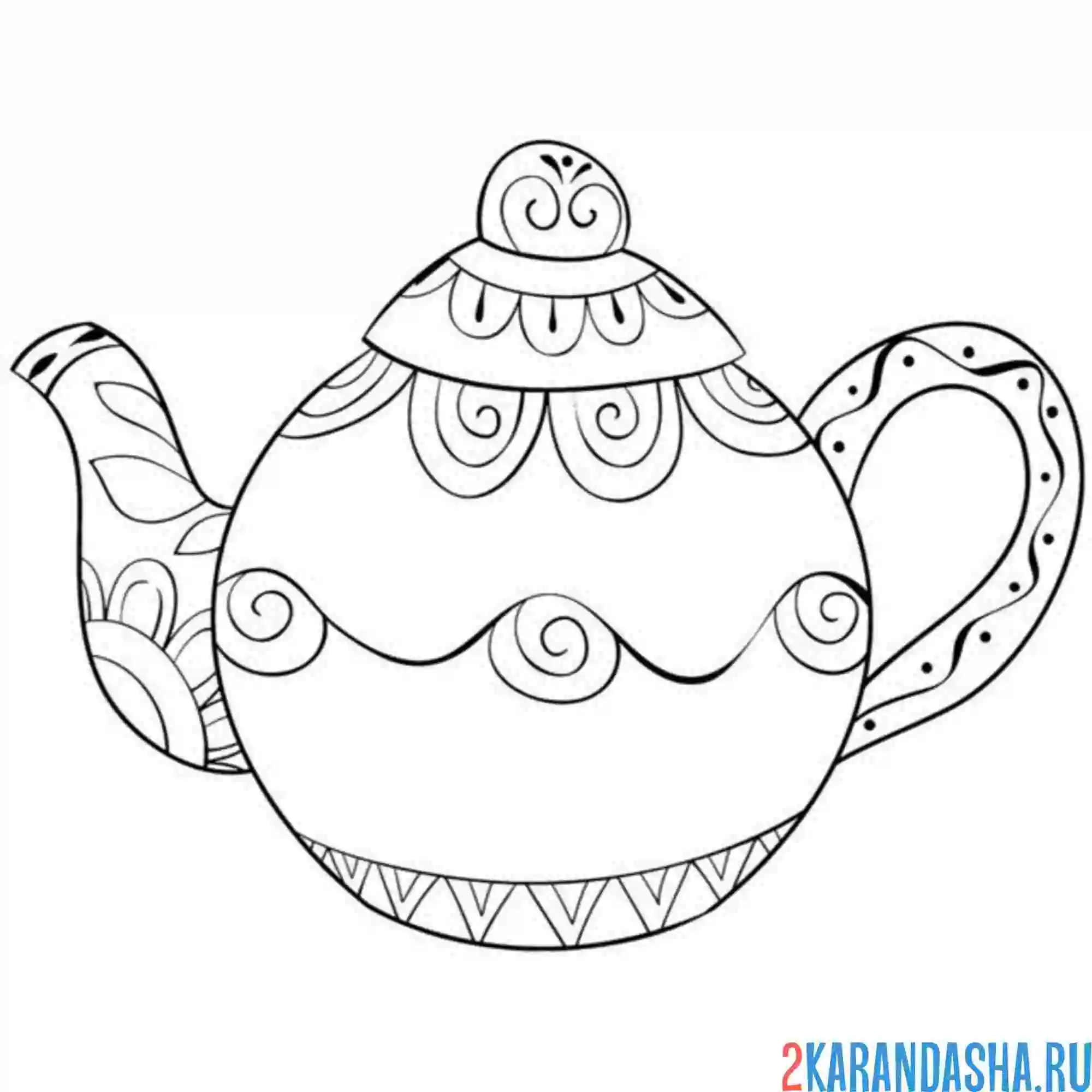 Раскраска заварочный чайник антистресс посуда