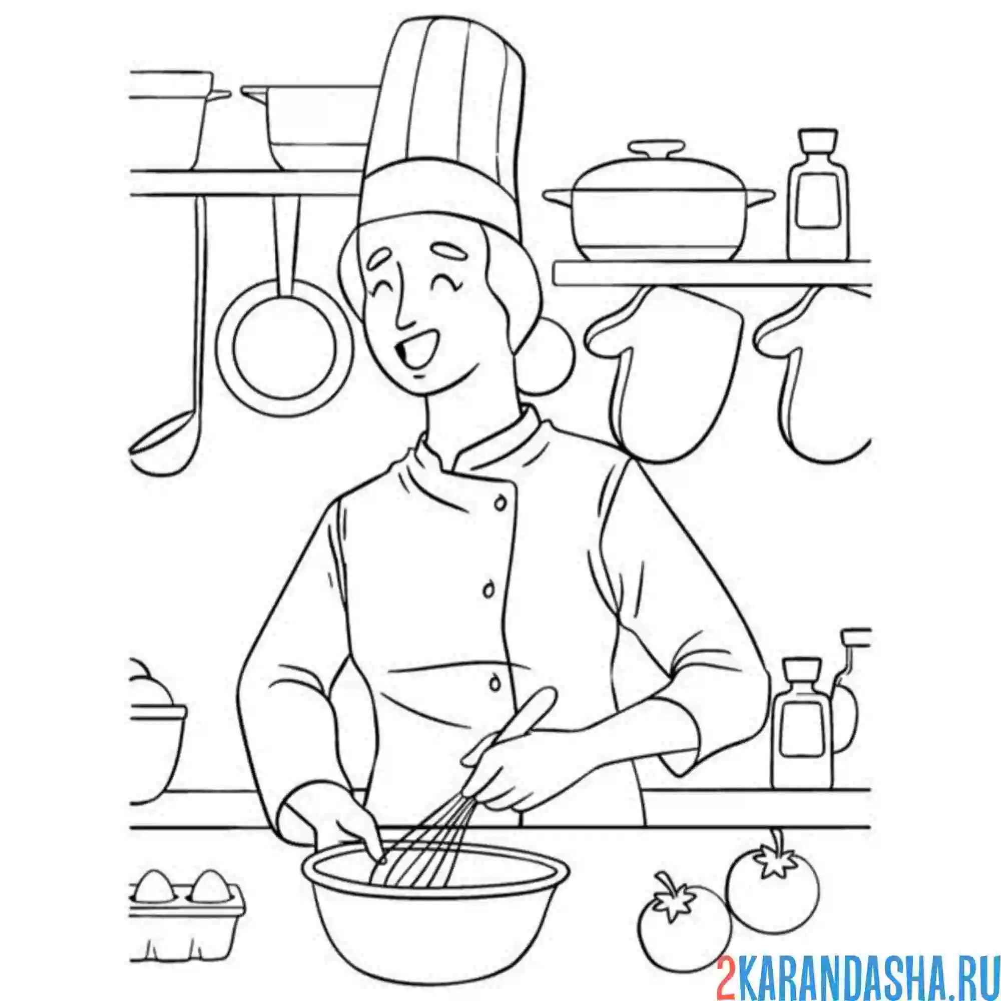 Раскраска повар готовит