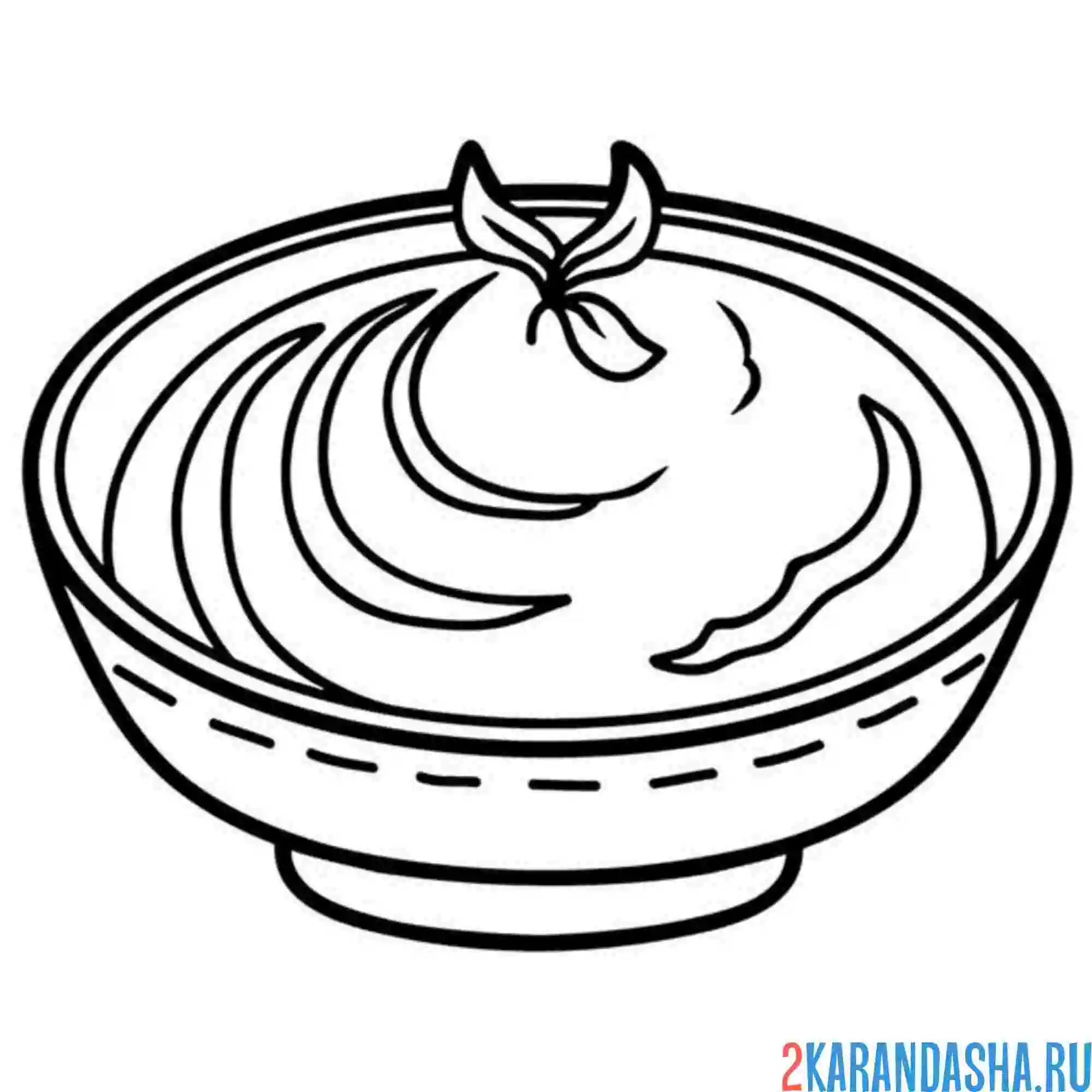 Раскраска тарелка с пюре посуда