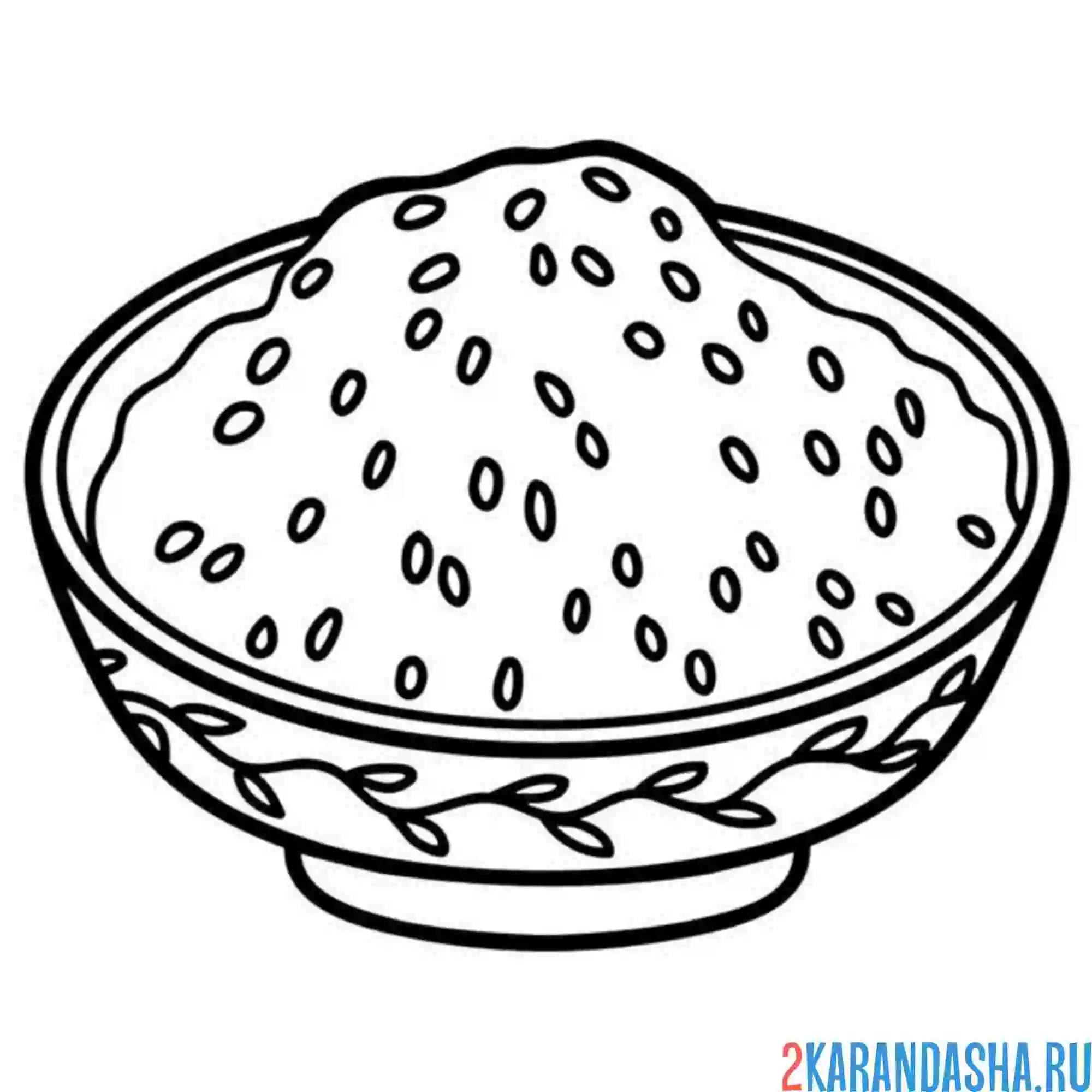 Раскраска рис в тарелке еда посуда