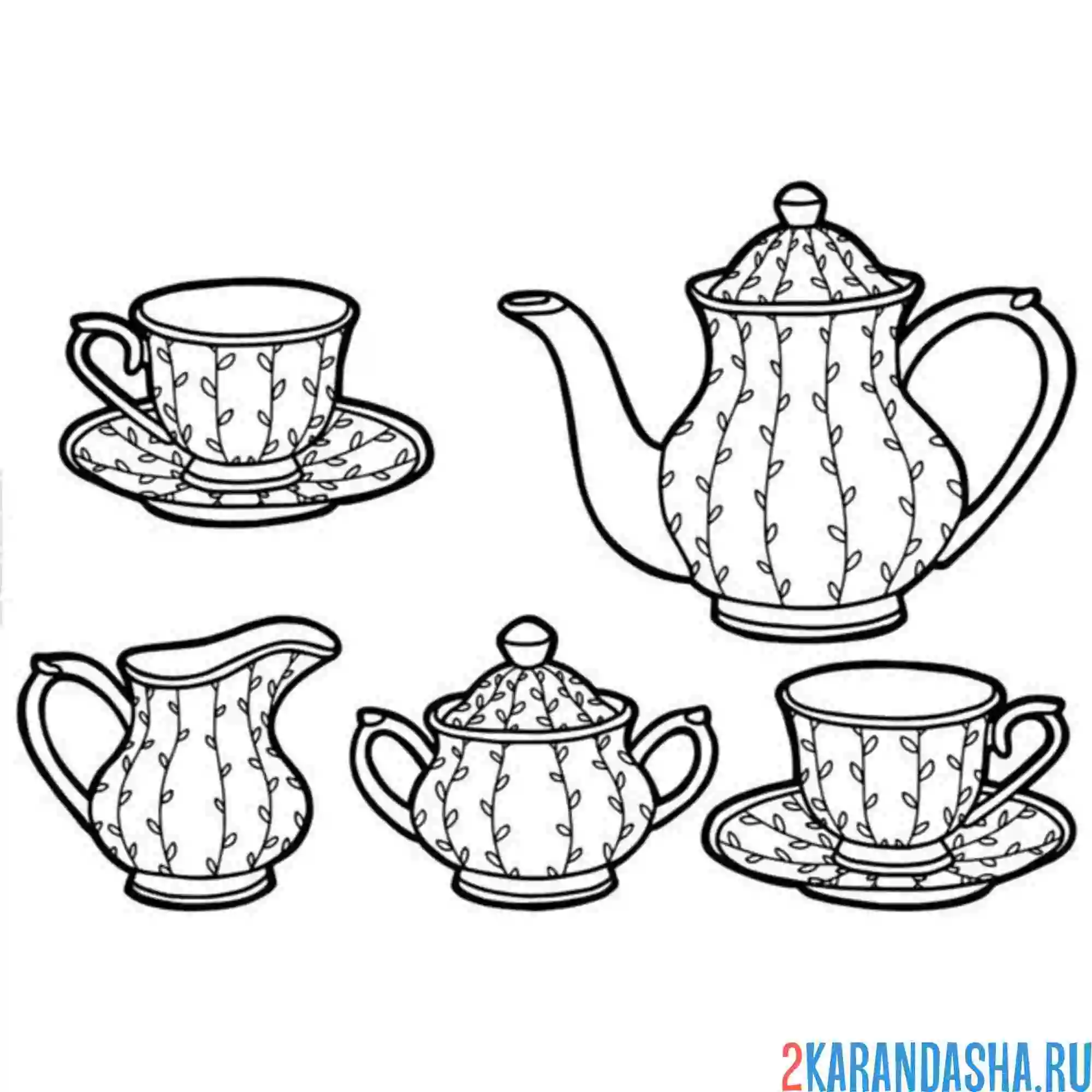 Раскраска чашки и чайный набор