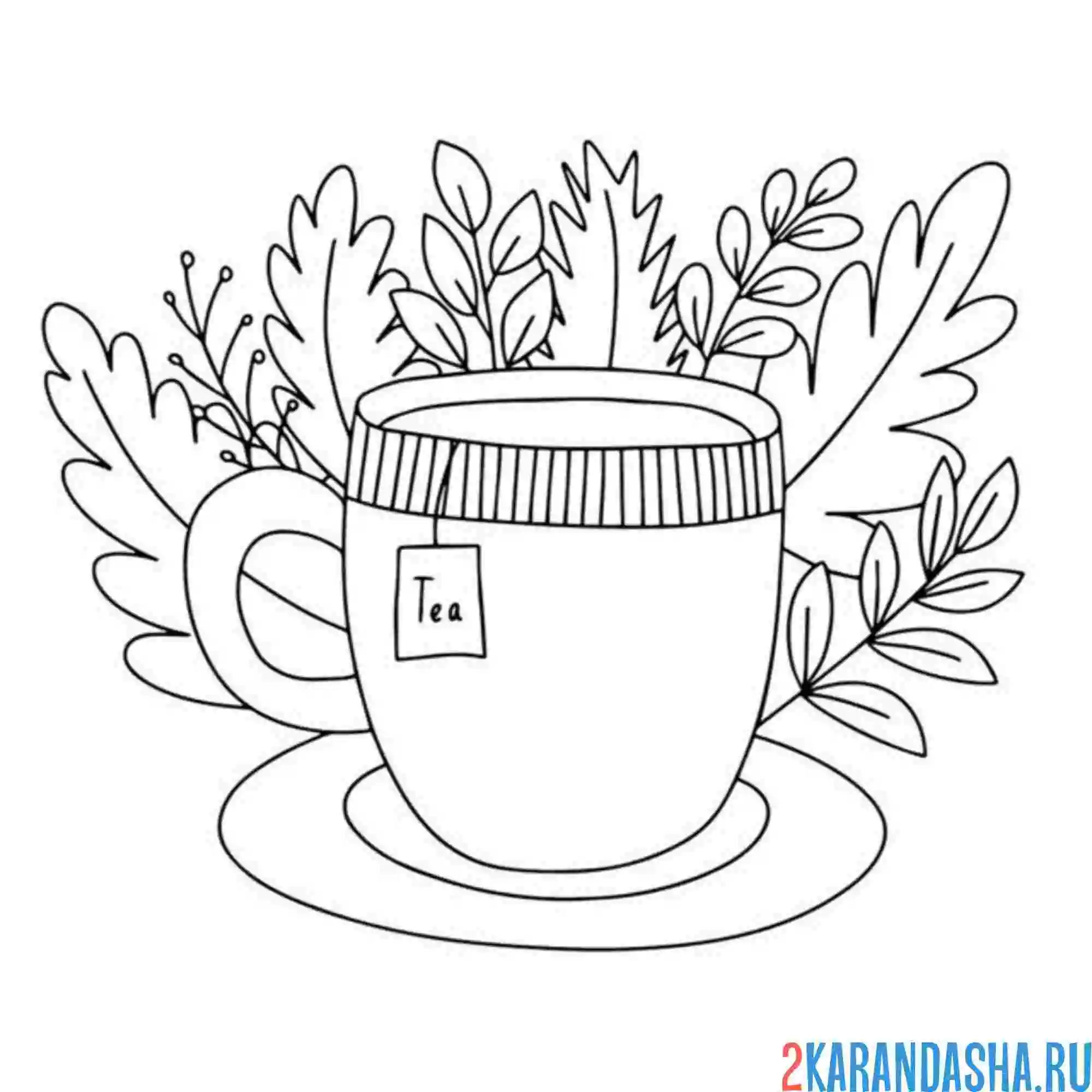 Раскраска осенняя чашка