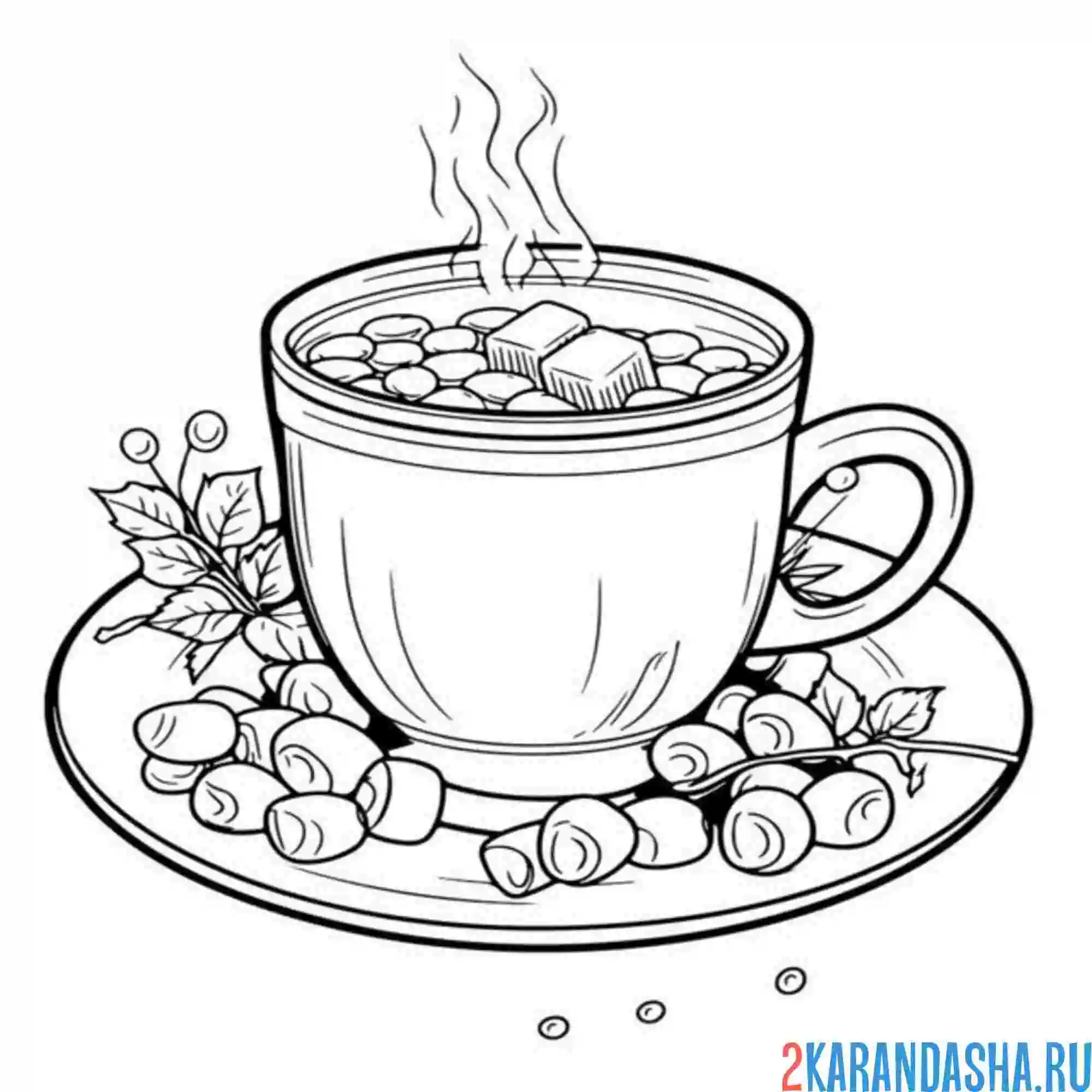 Раскраска чашка с блюдцем