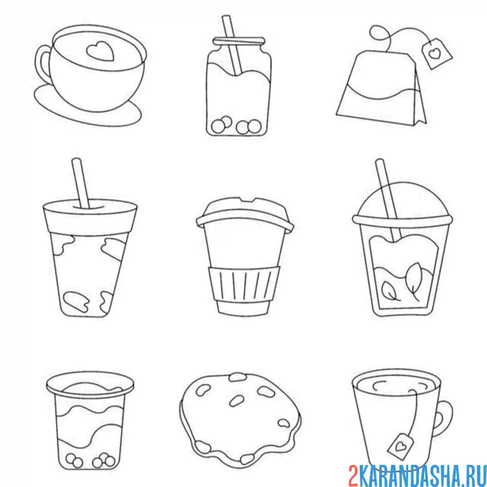 Раскраска наклейки чашки
