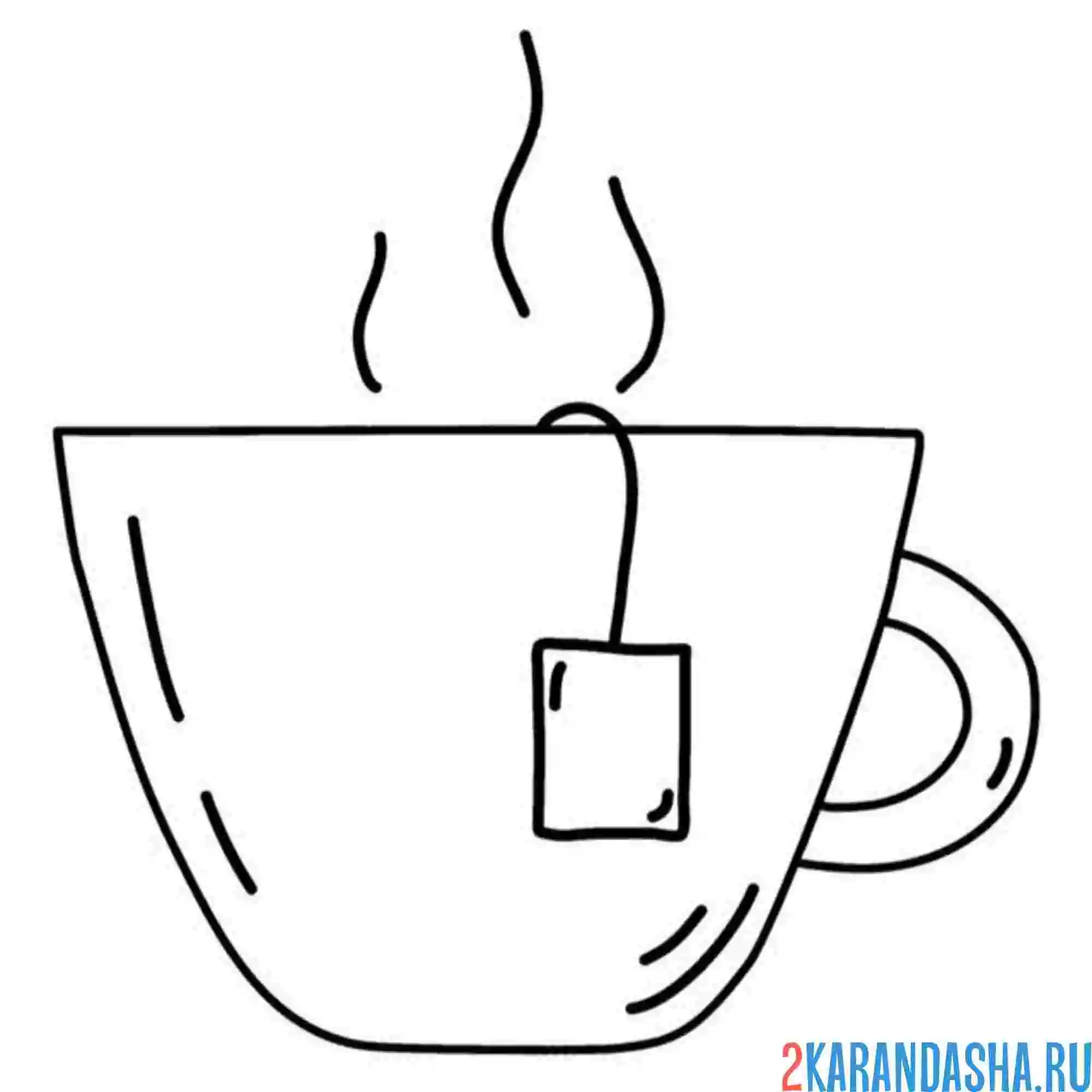 Раскраска пакетик чая в чашке