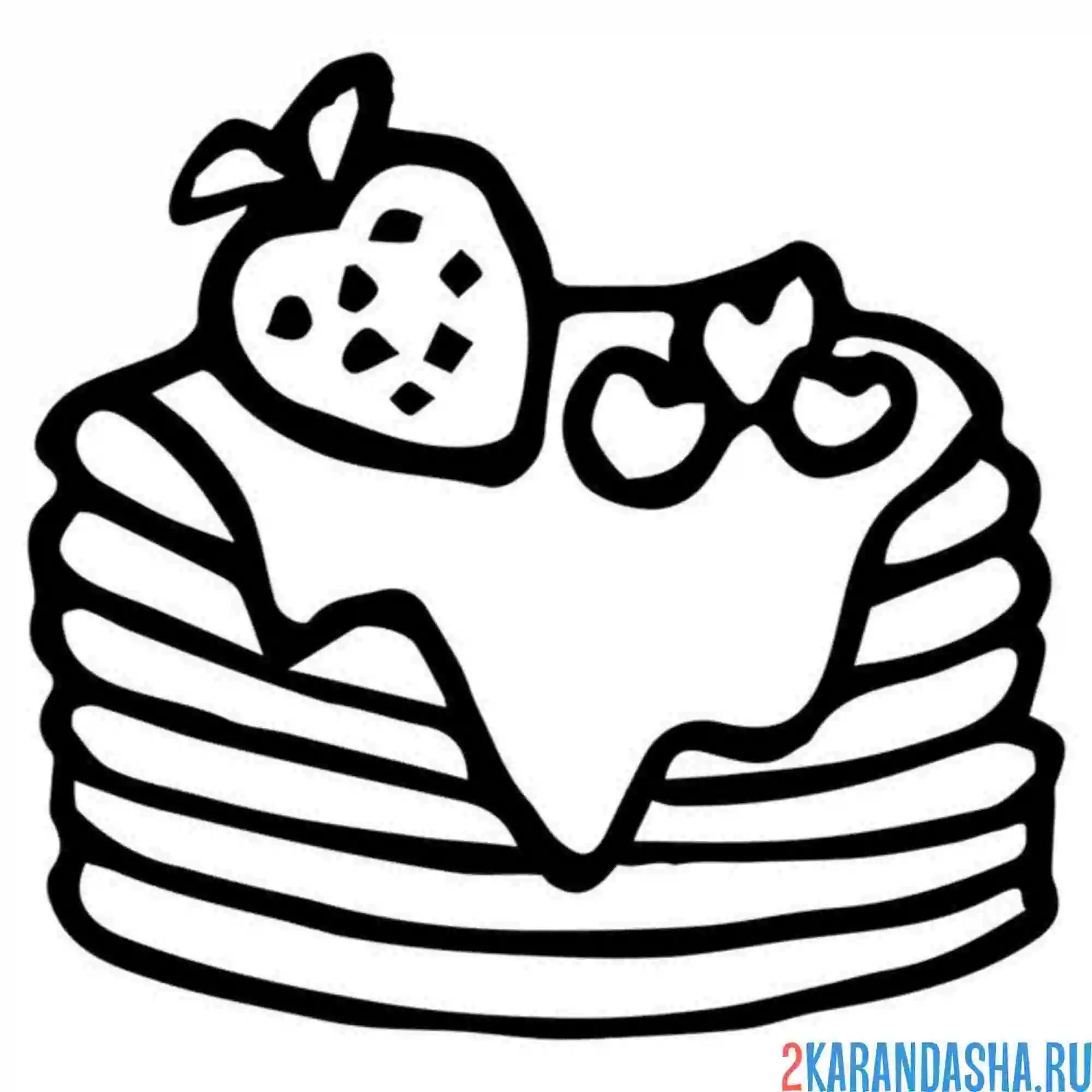 Раскраска блины с клубникой масленица