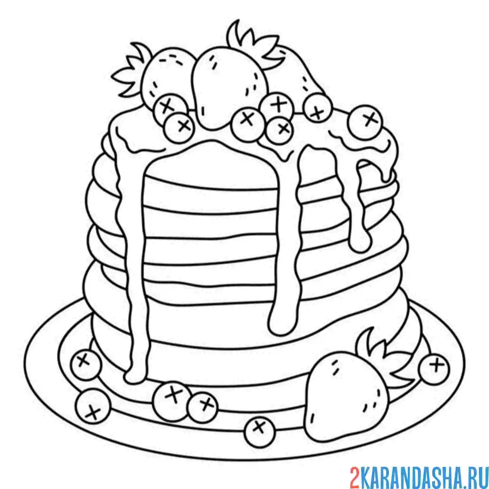 Раскраска большая стопка блины масленица