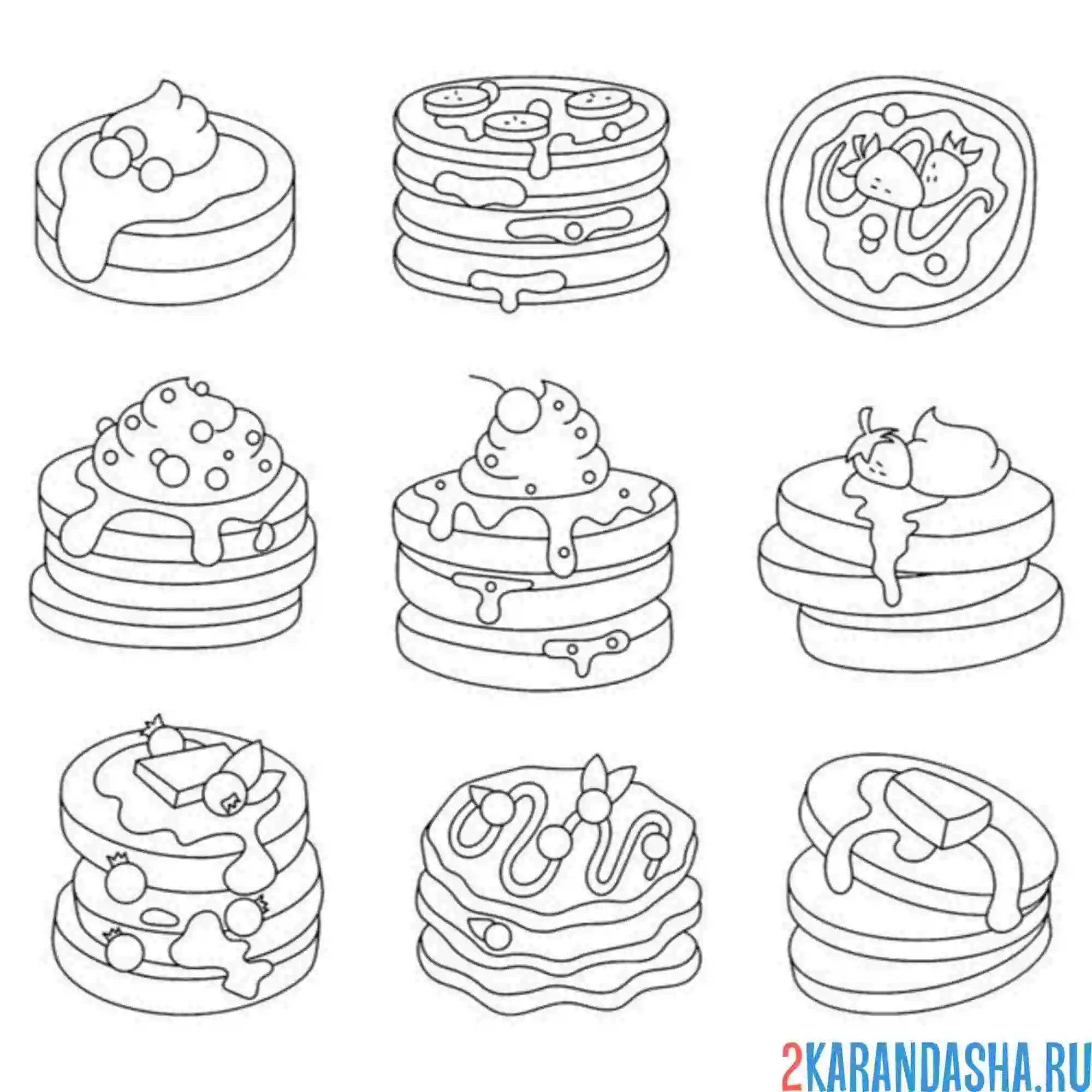 Раскраска блины стопка масленица