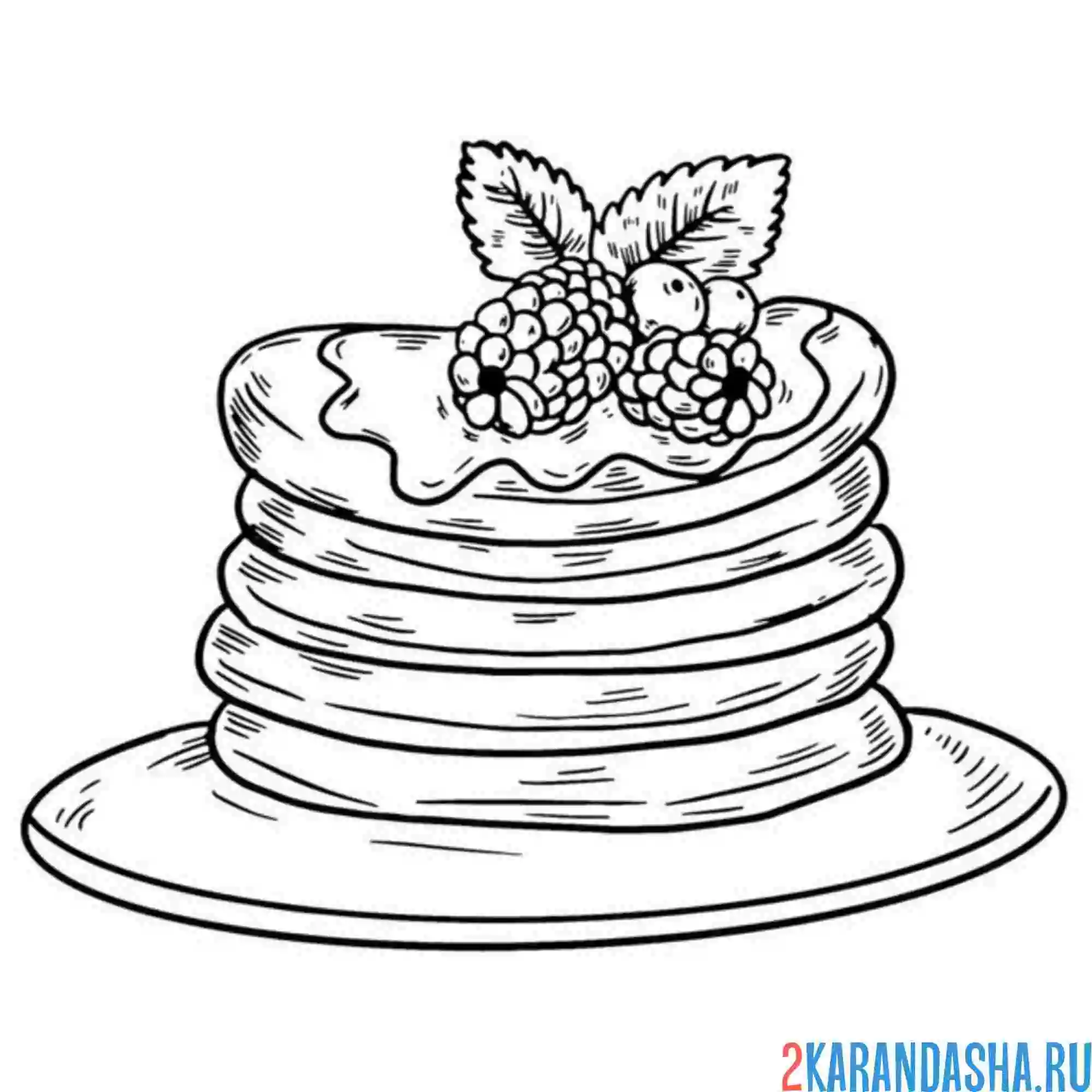 Раскраска блины с малиной масленица