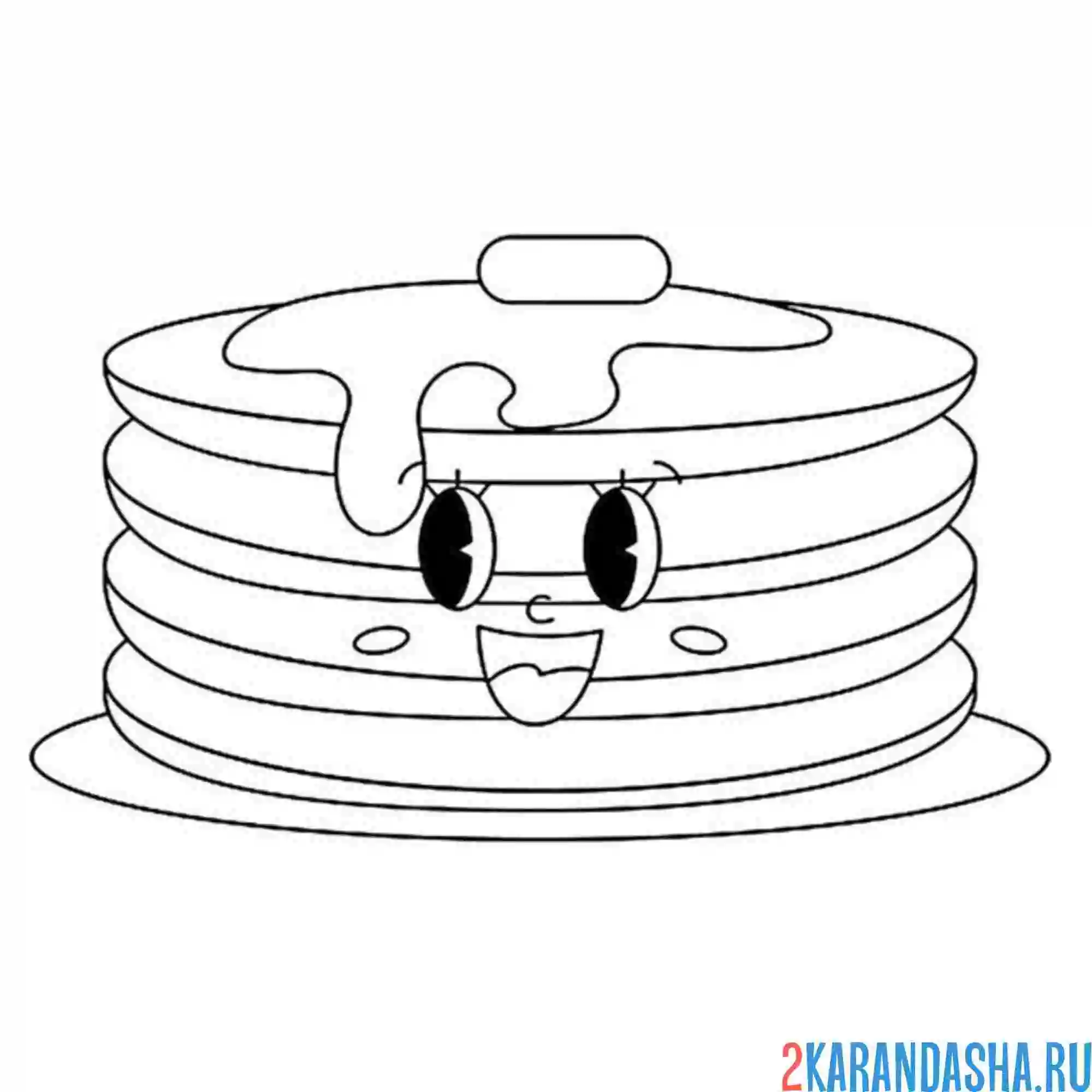 Раскраска блины с глазками масленица