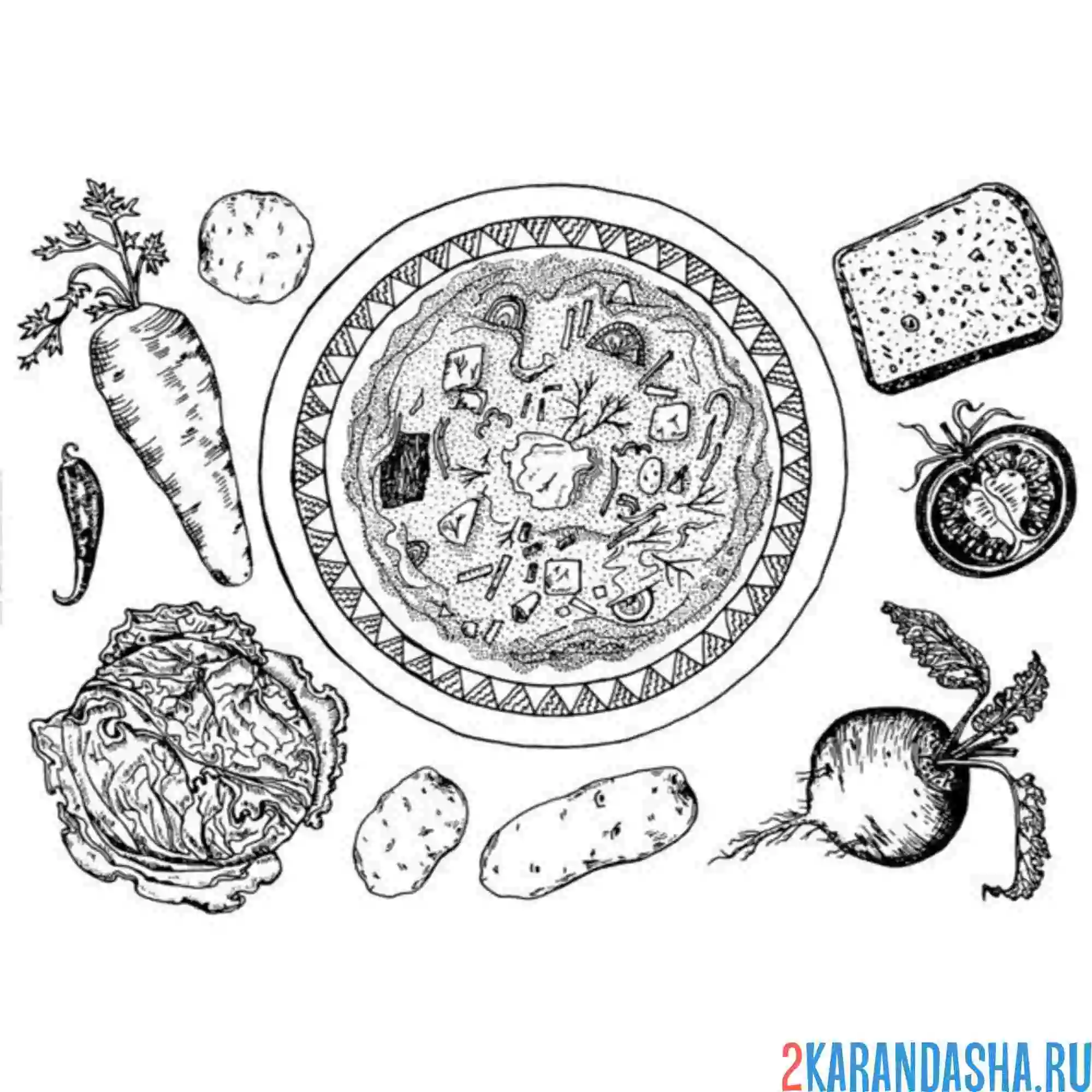 Раскраска русская еда