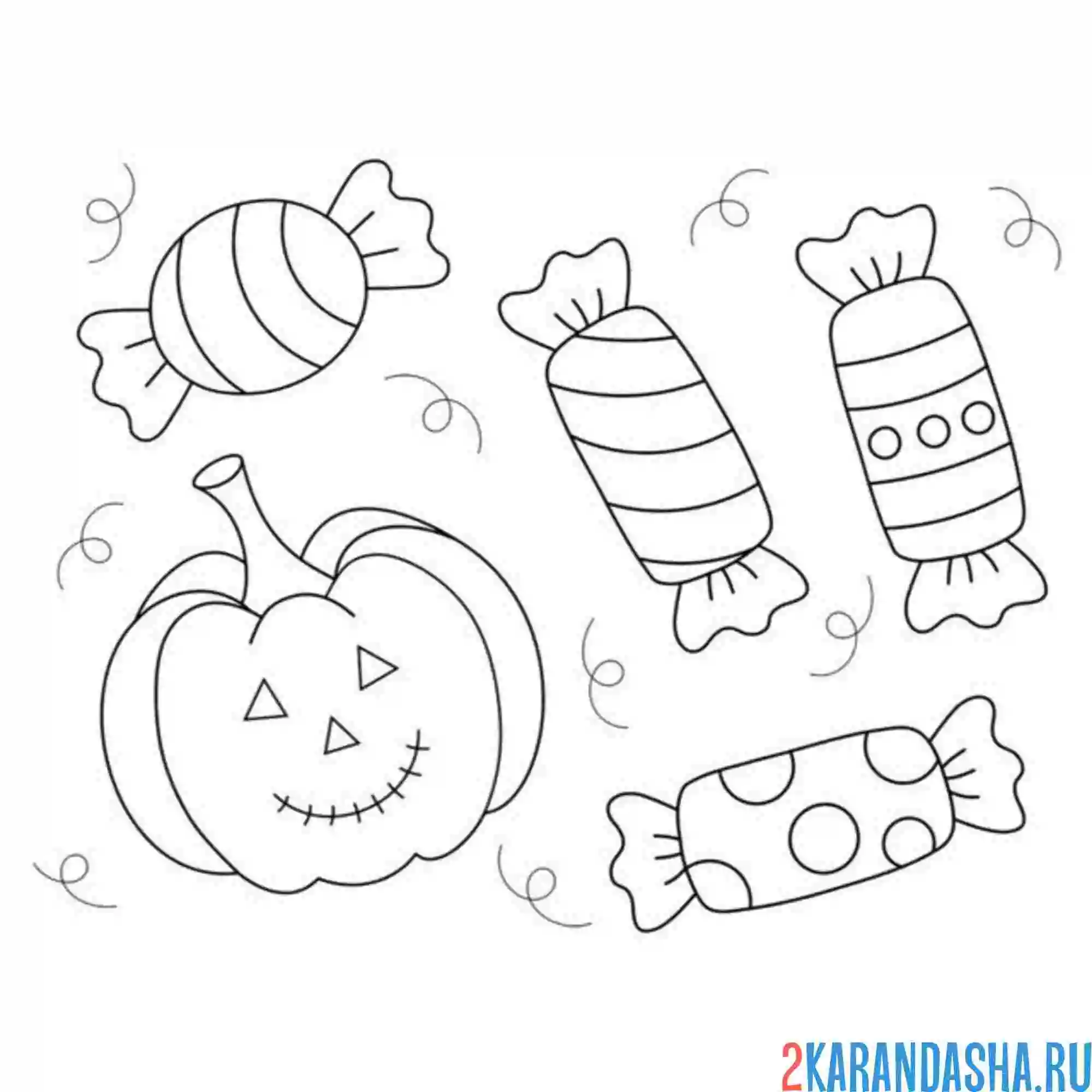 Раскраска конфеты на хеллоуин