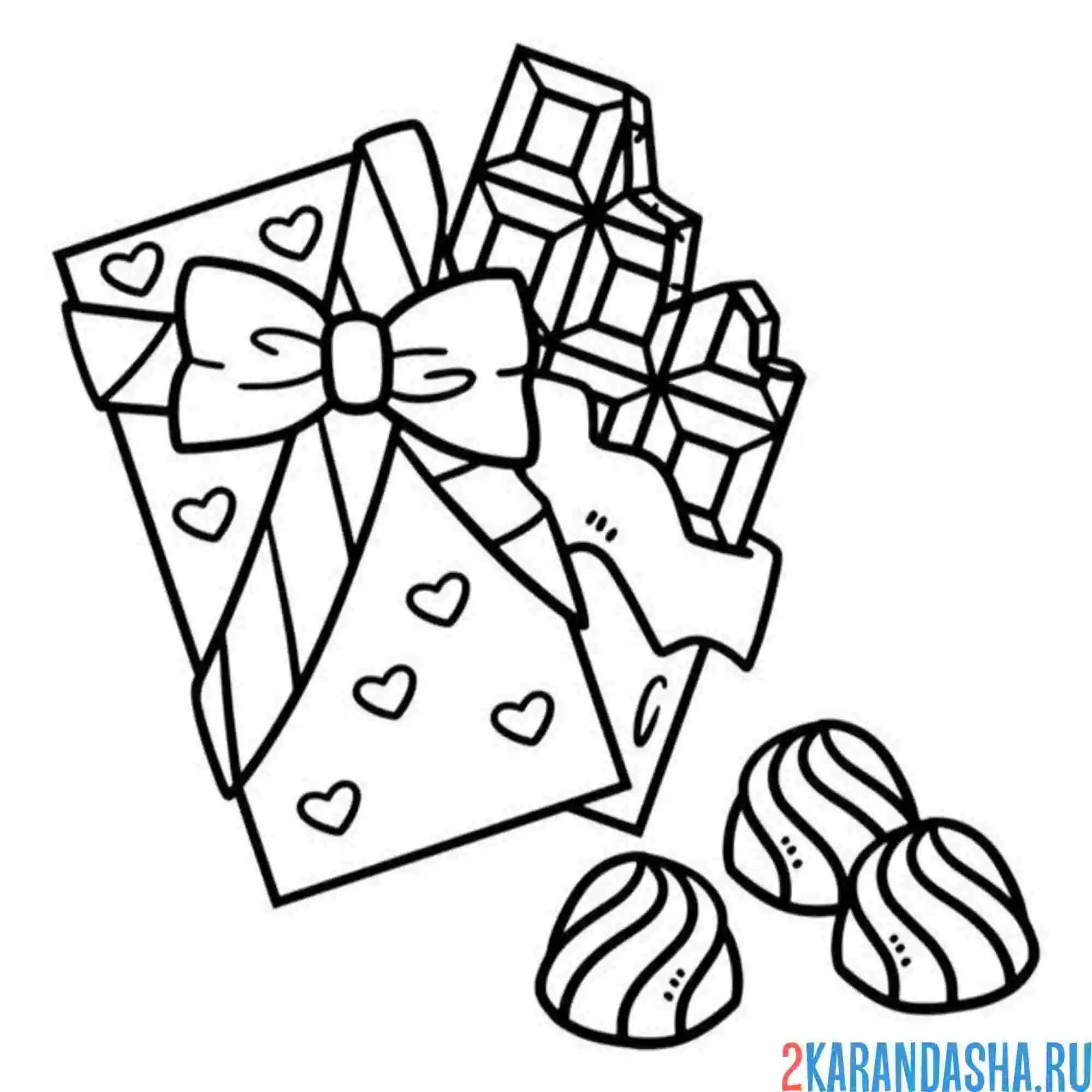 Раскраска шоколад и конфеты