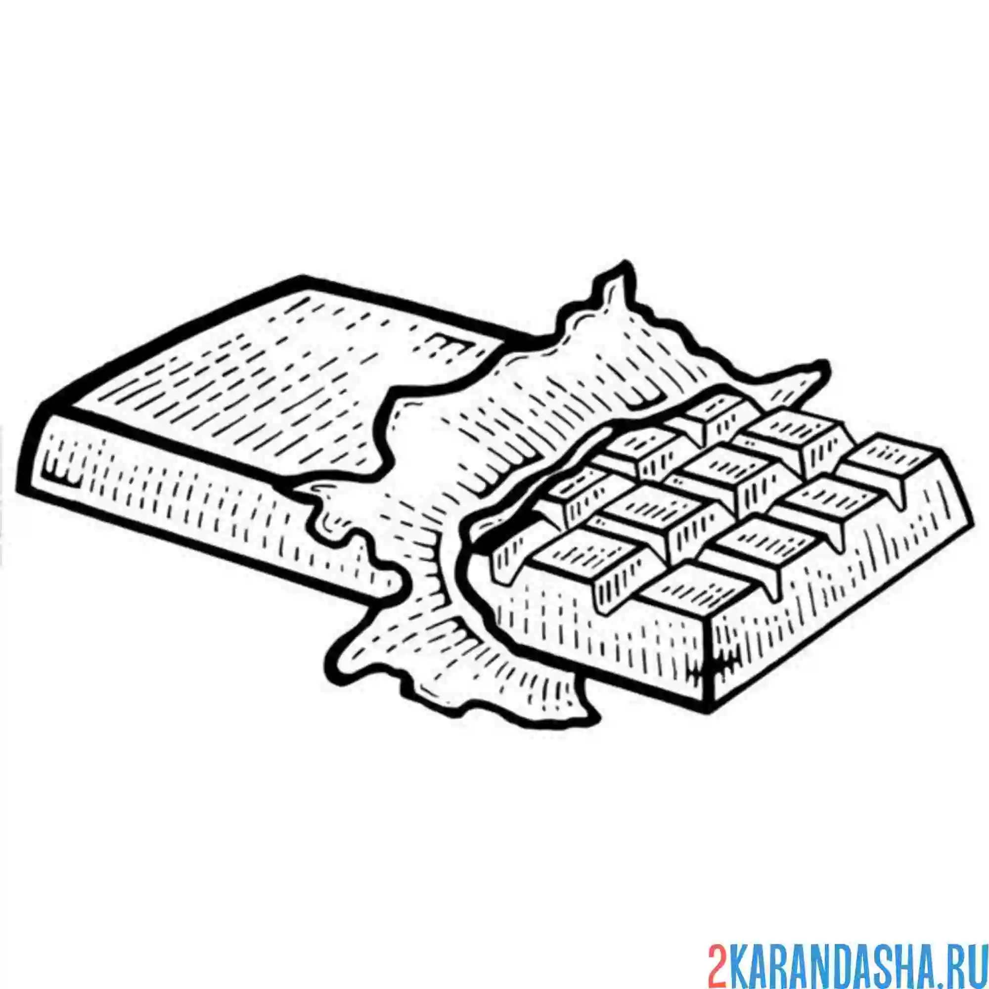 Раскраска открытая шоколадка