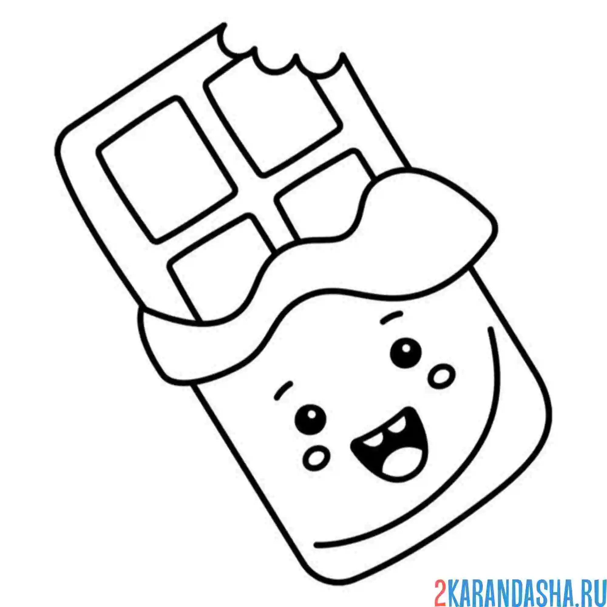 Раскраска откушенная шоколадка каваи