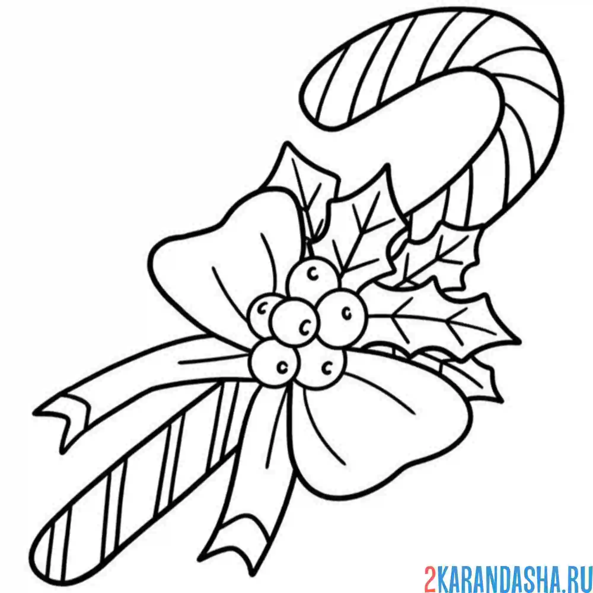 Раскраска рождественский леденец сладости