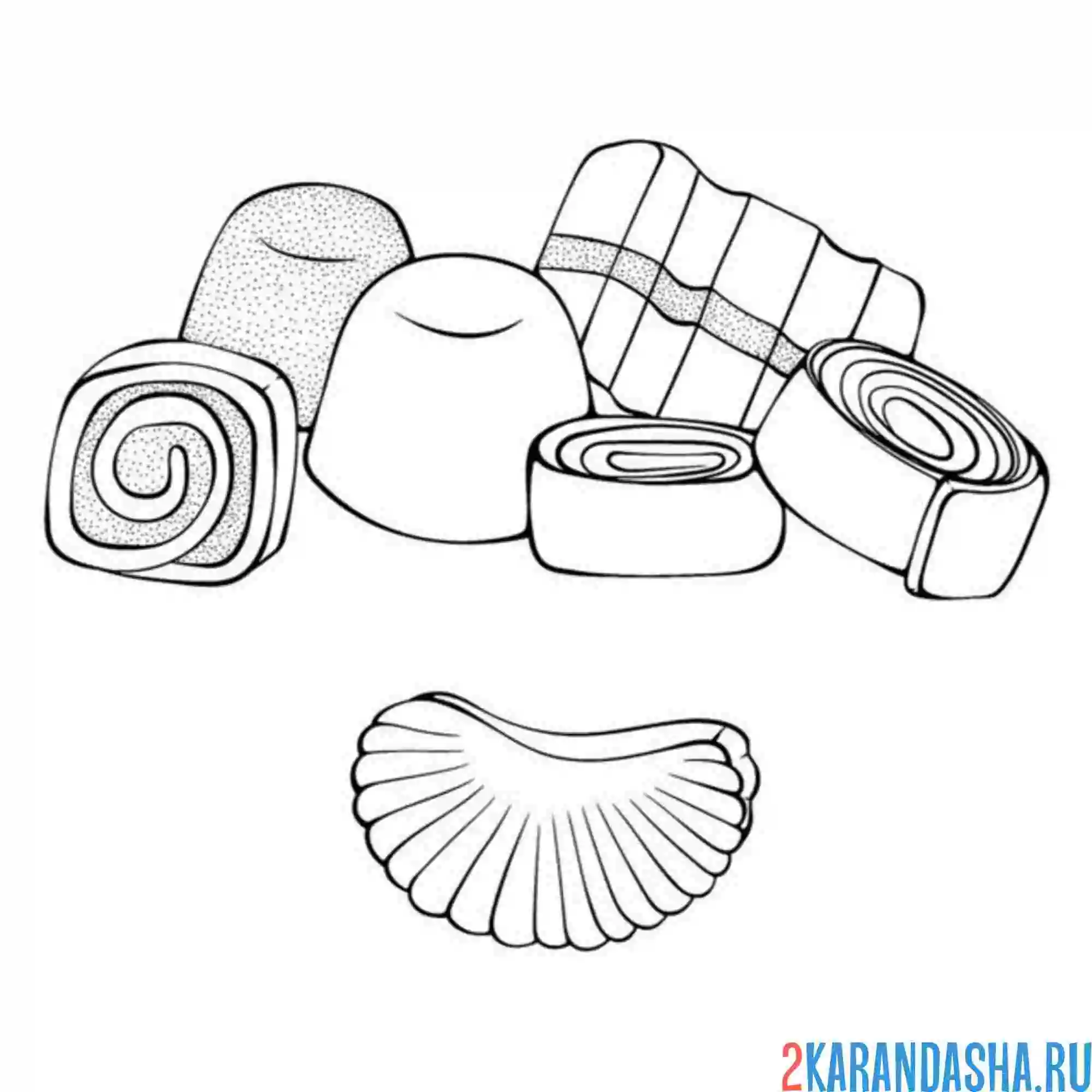 Раскраска разные конфеты без коробки