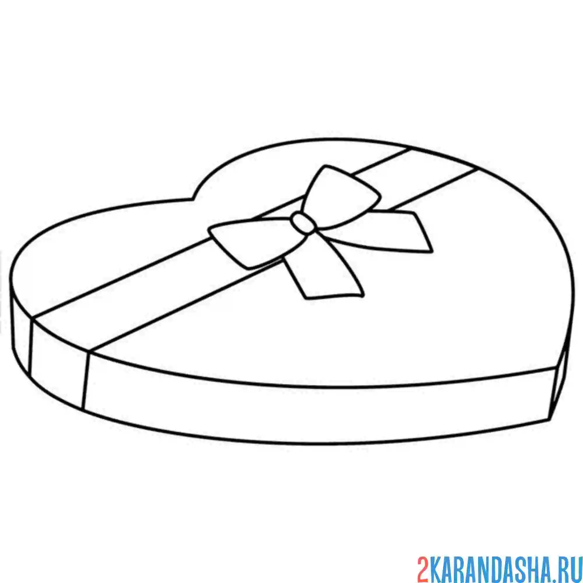 Раскраска коробка с конфетами сердечко