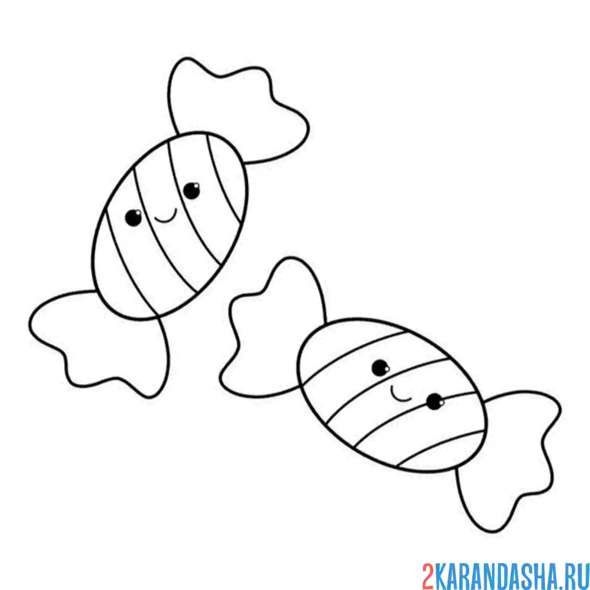 Раскраска две конфеты