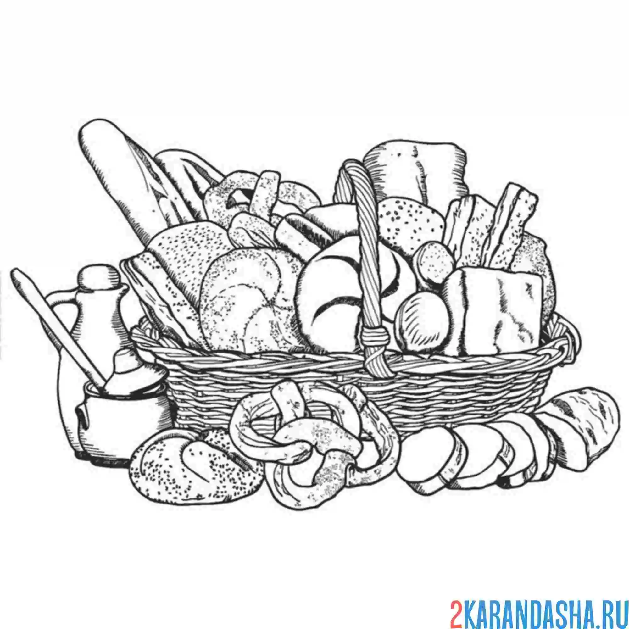 Раскраска хлебобулочные изделия
