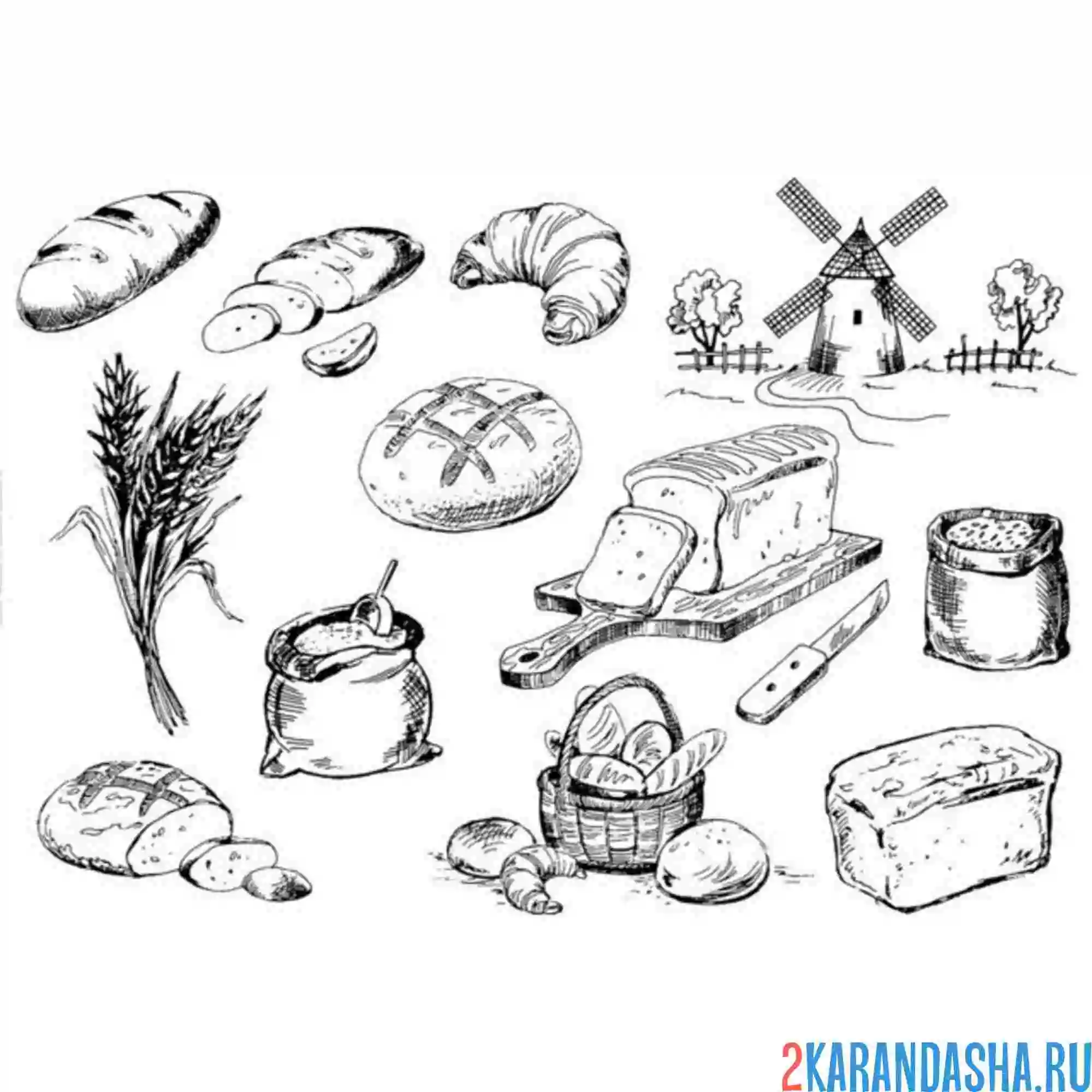Раскраска на тему хлеб