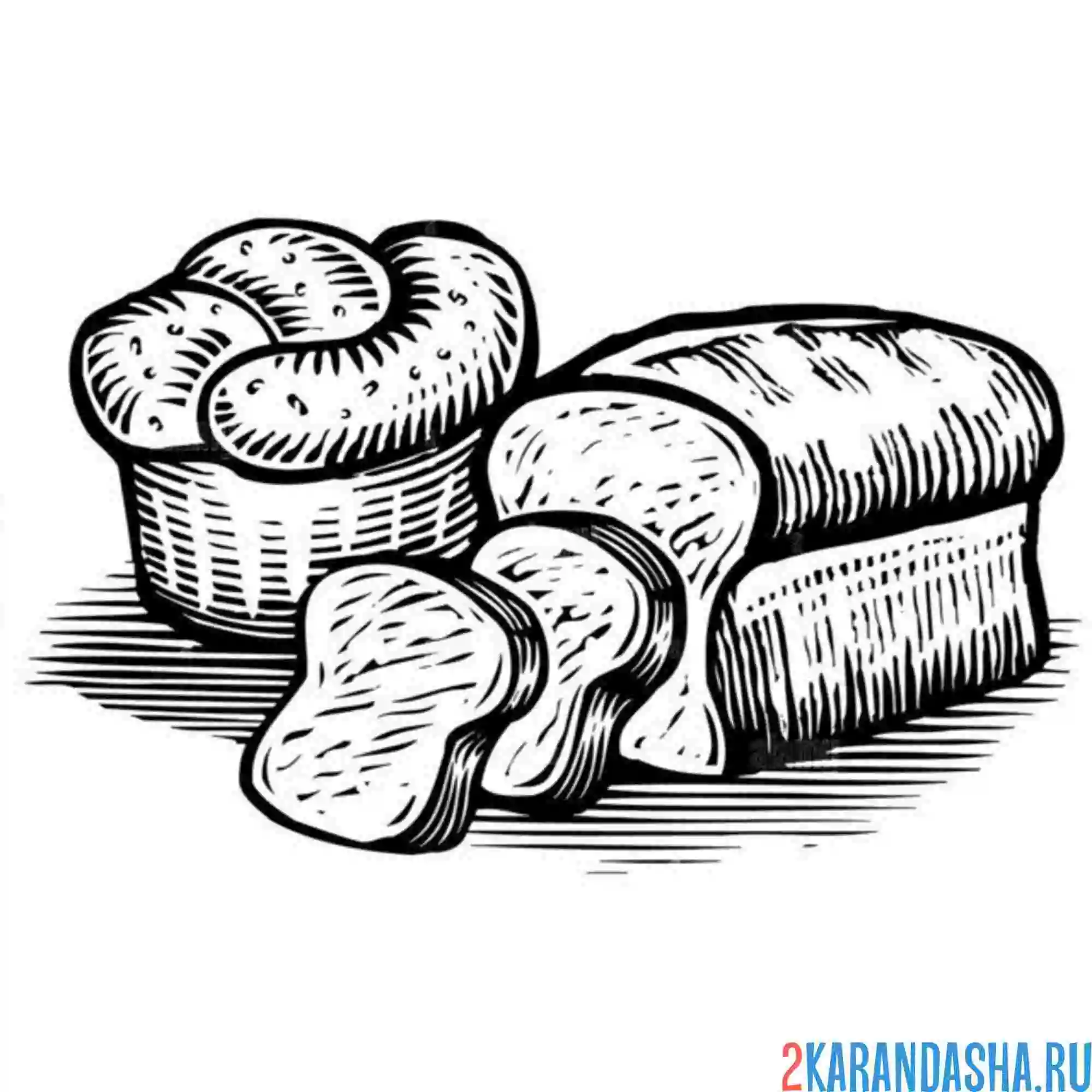Раскраска хлеб ржаной и белый