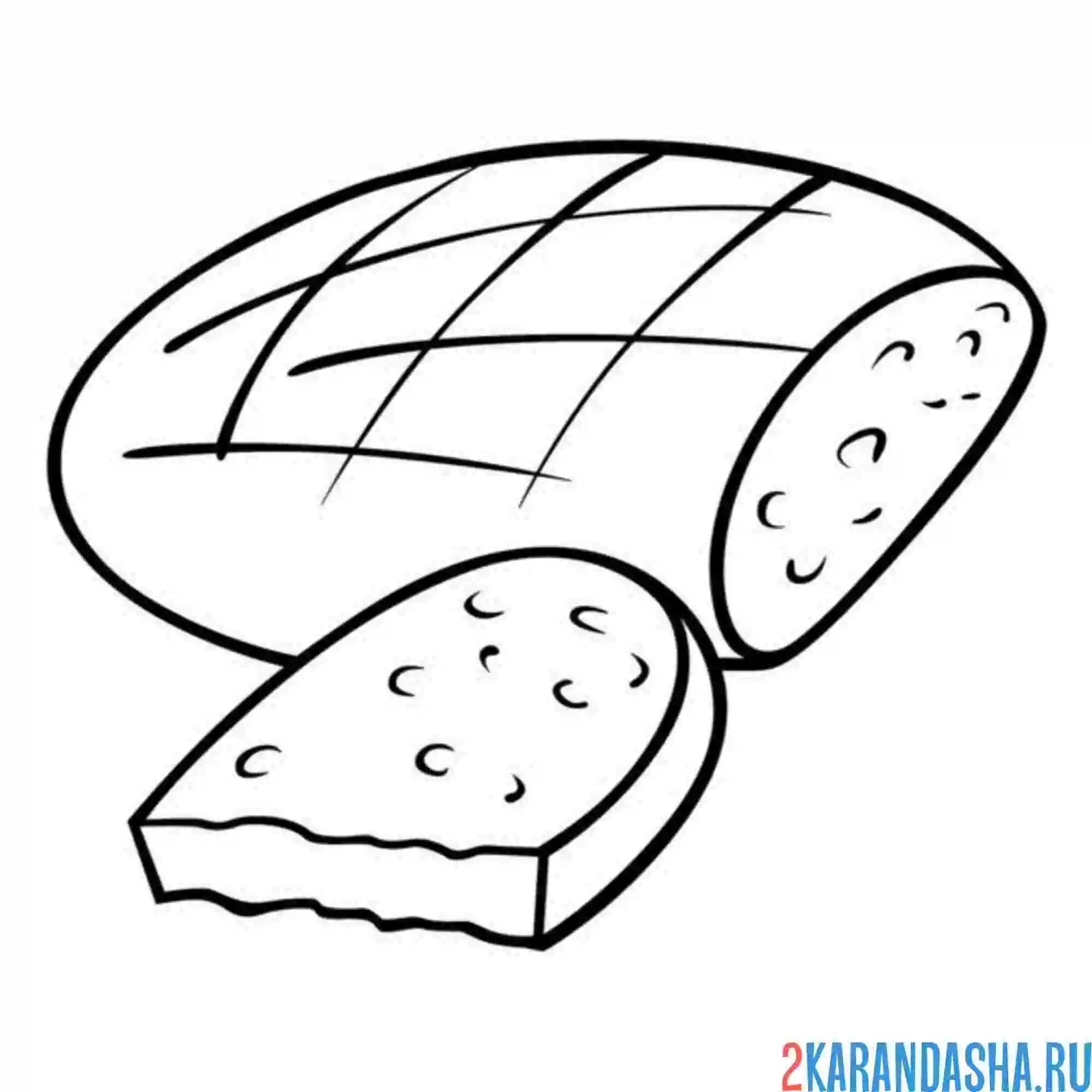 Раскраска хлеб и кусочек